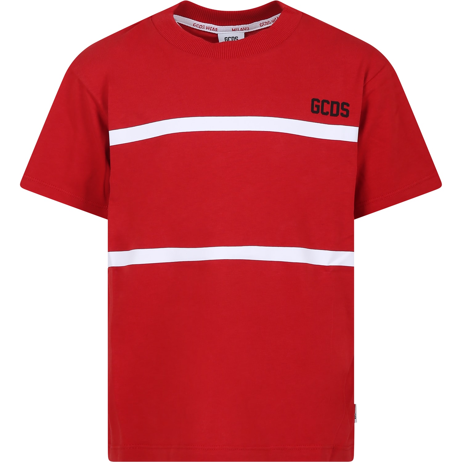 Gcds Mini Red T-shirt For Kids With Logo