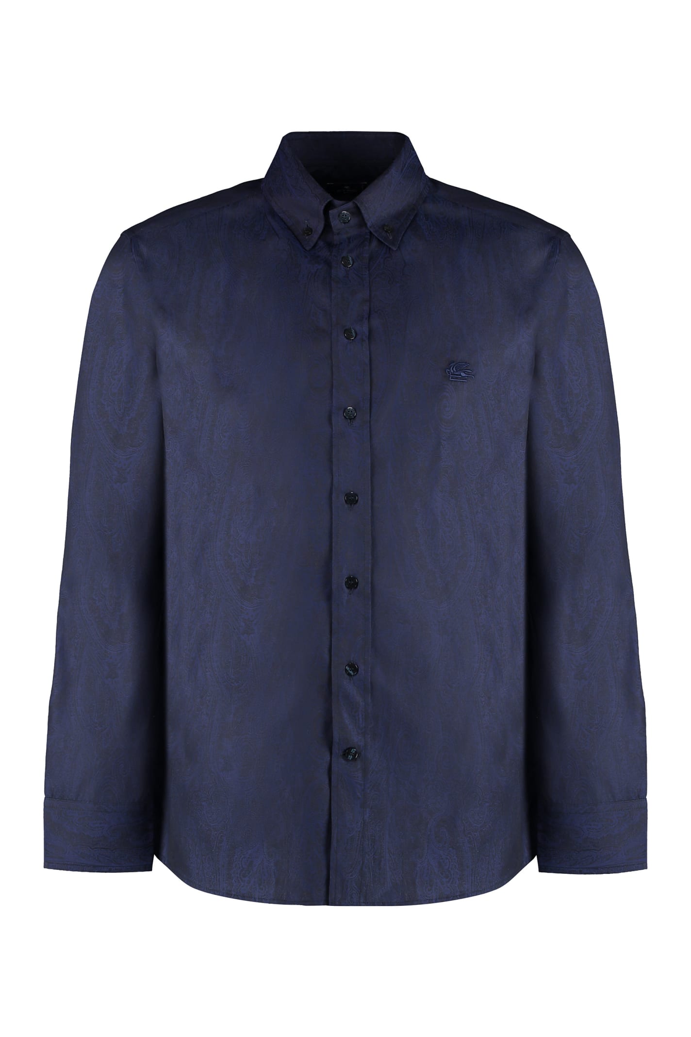 Shop Etro Button-down Collar Cotton Shirt In Blue