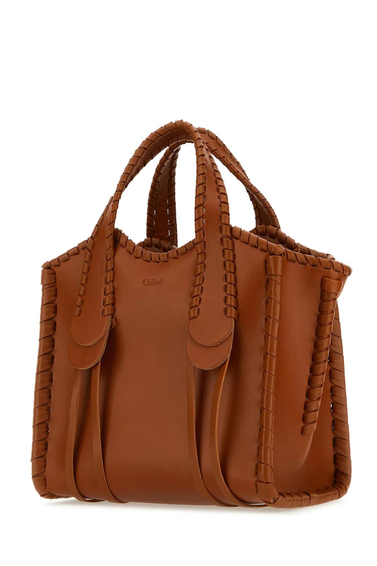 Chloé Brown Leather Small Mony Handbag In Marrone