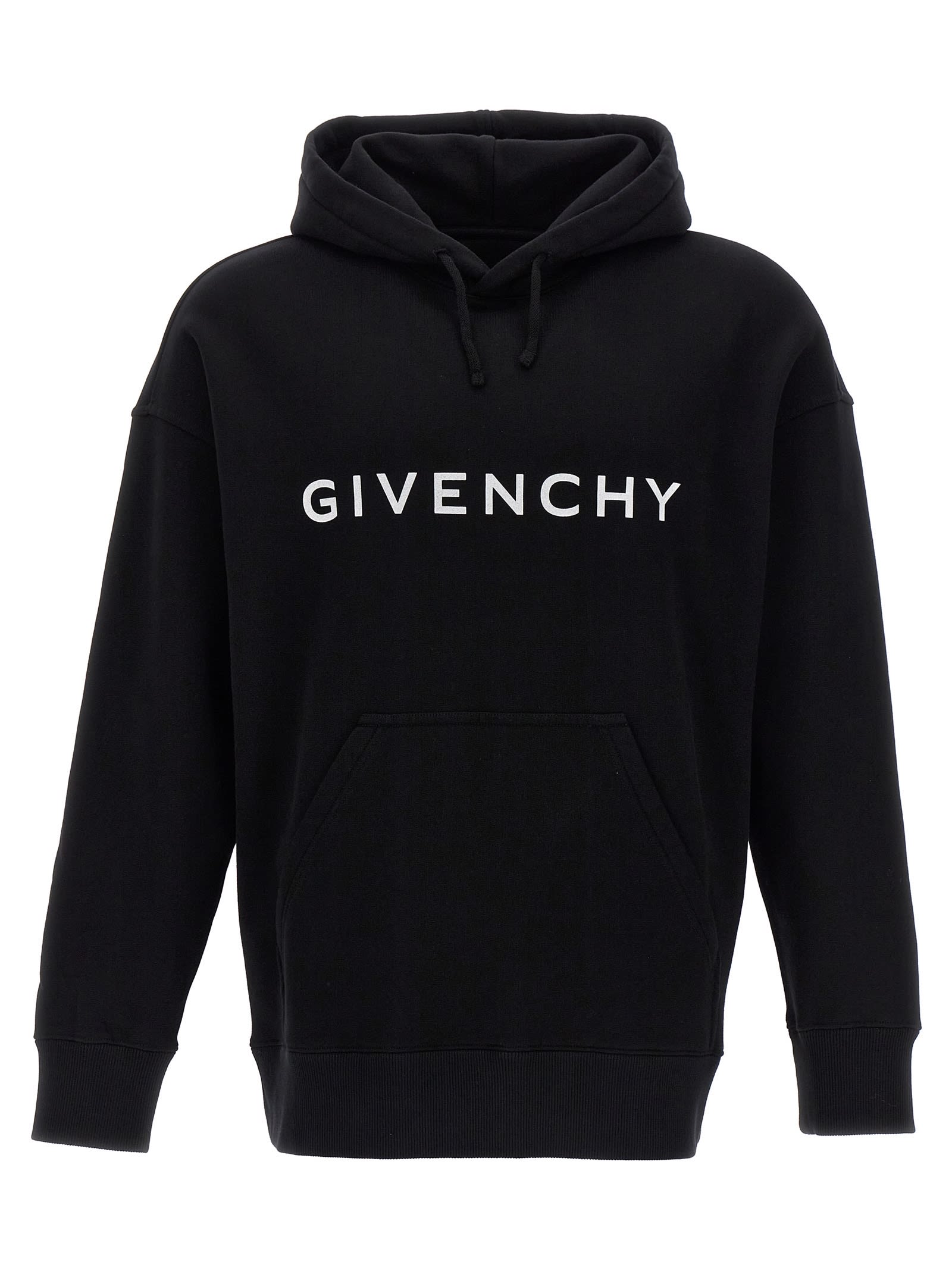 Shop Givenchy Logo Print Hoodie In Black