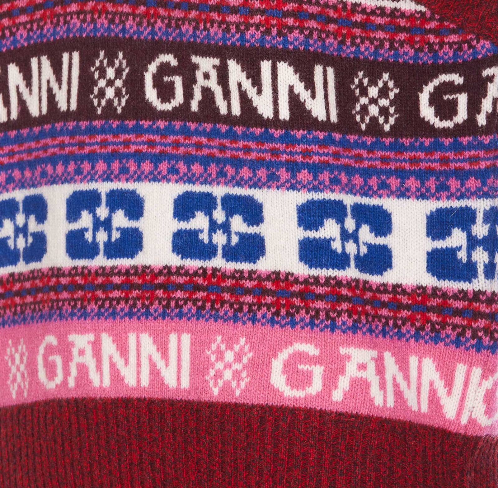 Shop Ganni Pink Logo Wool Mix Vest In Multicolour
