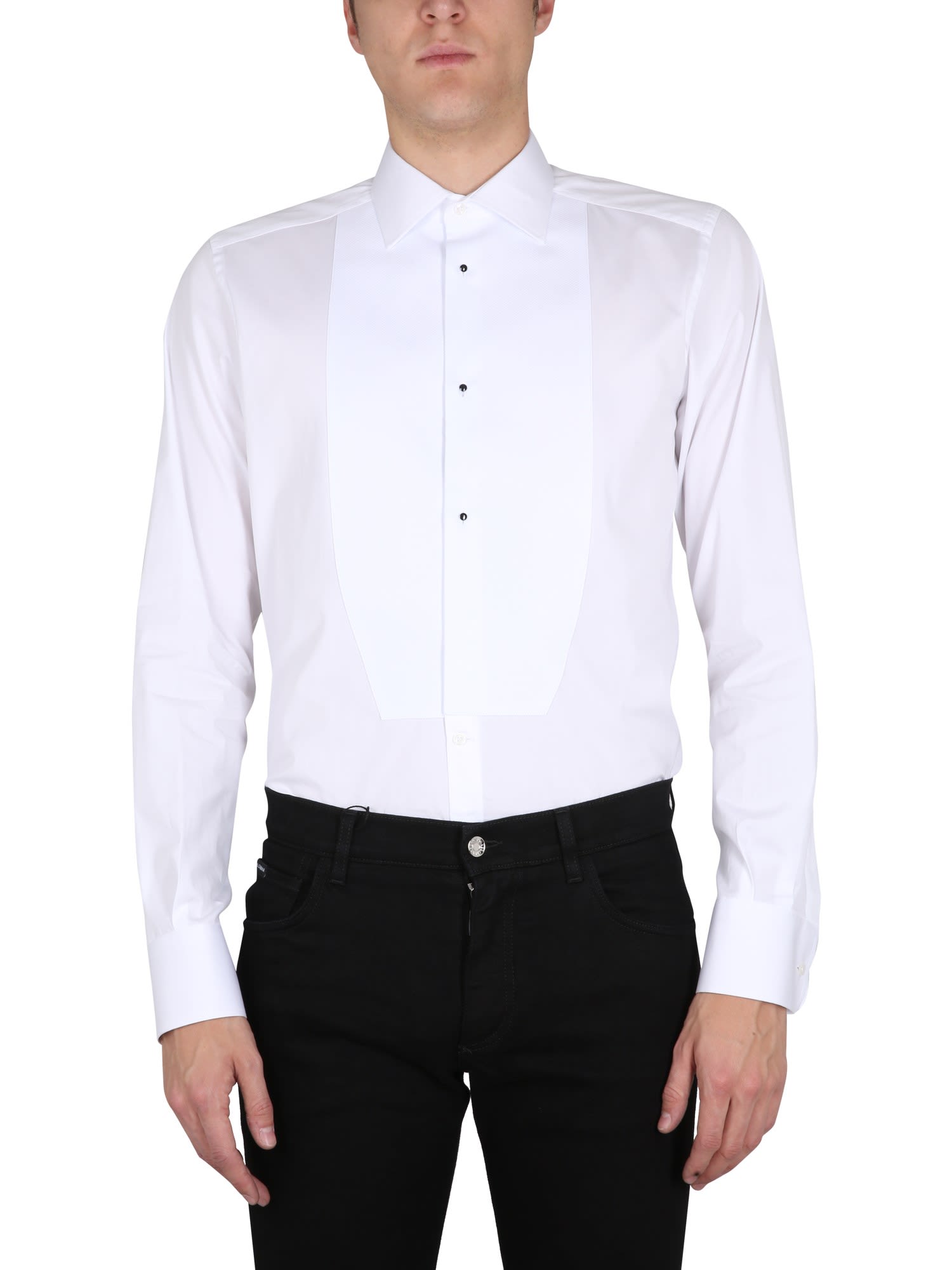 Shop Dolce & Gabbana Tuxedo Shirt In White