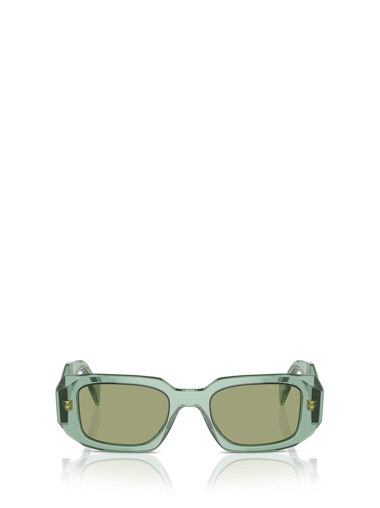 Shop Prada Pr 17ws Transparent Sage Sunglasses