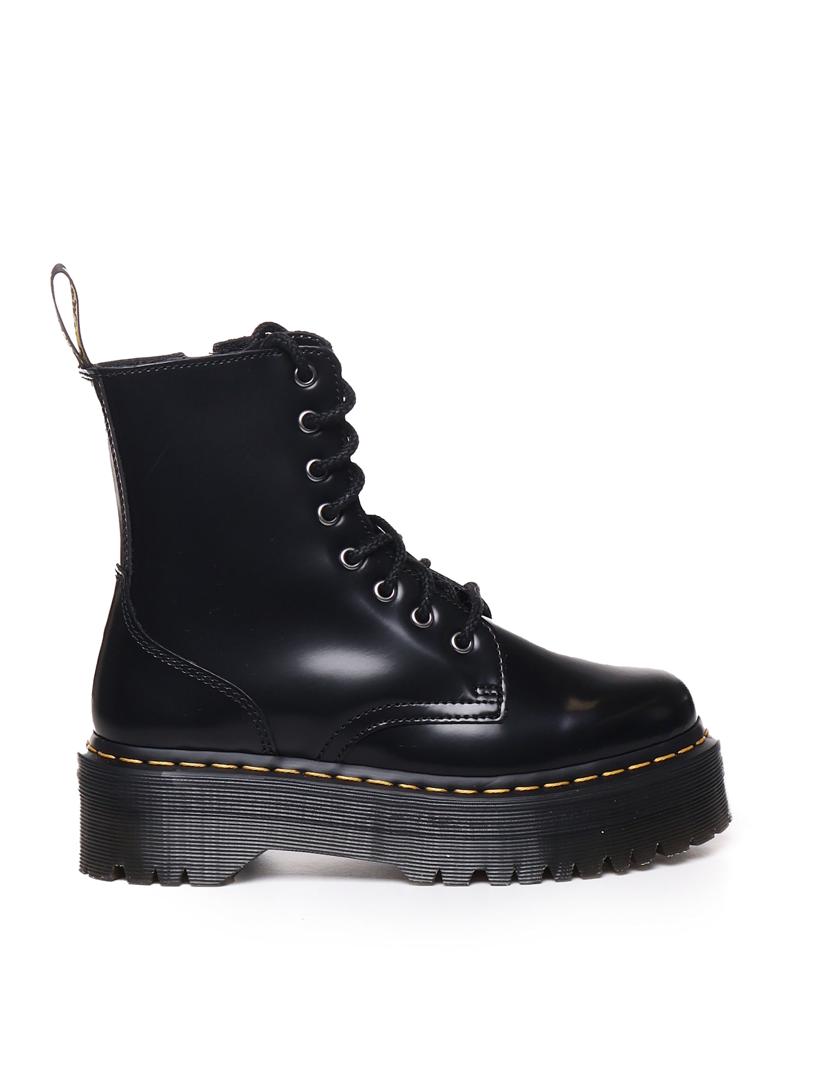 Shop Dr. Martens' Jadon Platform Boots In Black Posiched Smooth