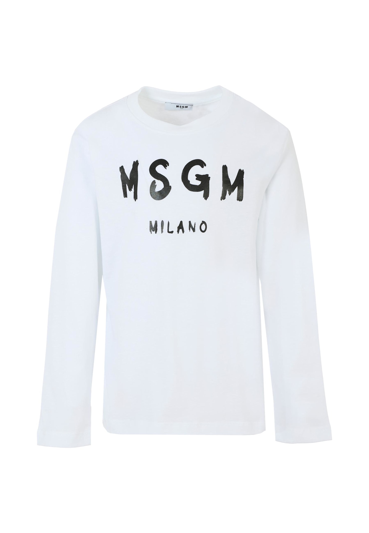 Msgm White T-shirt For Kids With Logo In White
