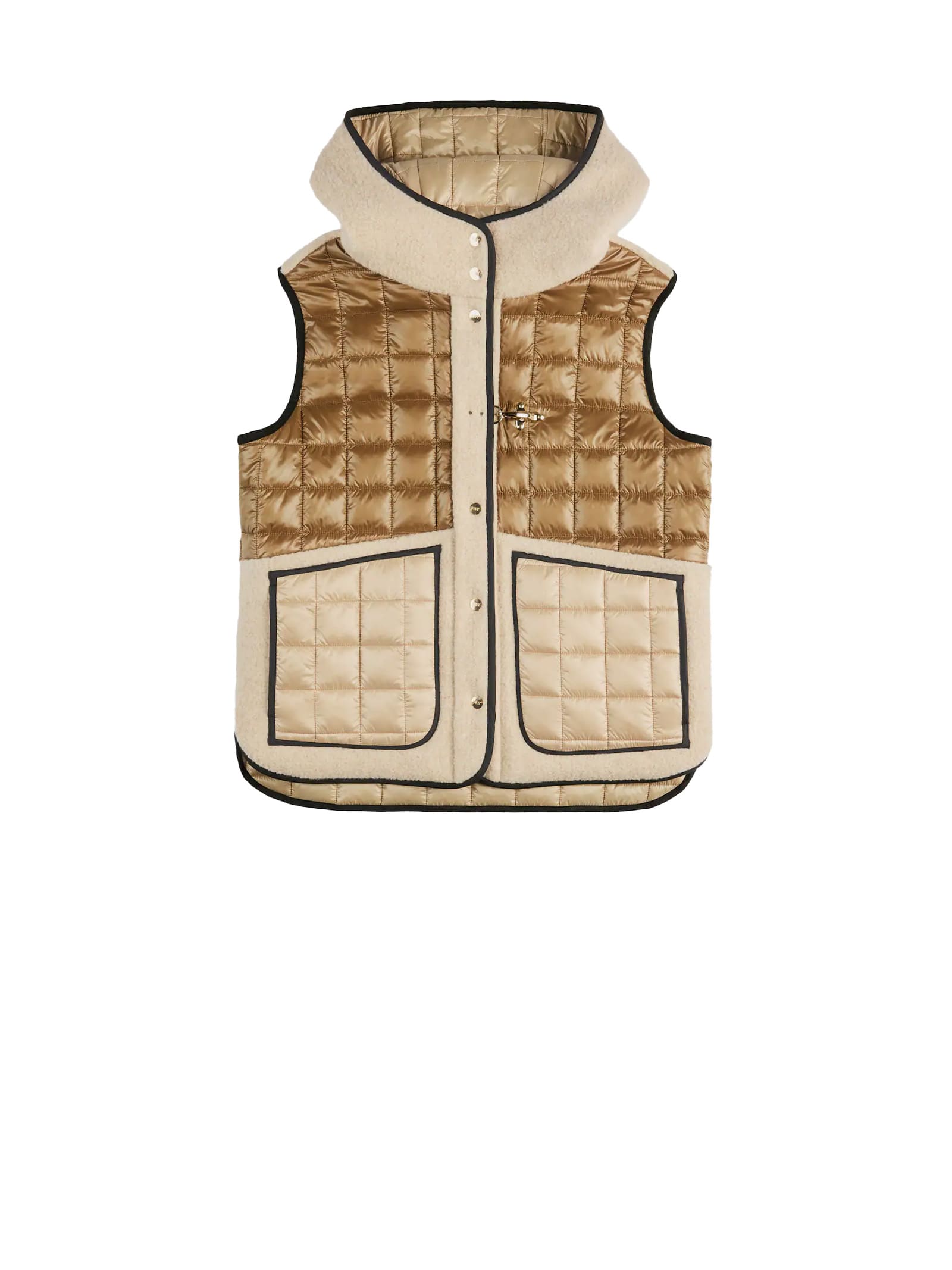 Fay Quilted Hooded Vest In Neutral