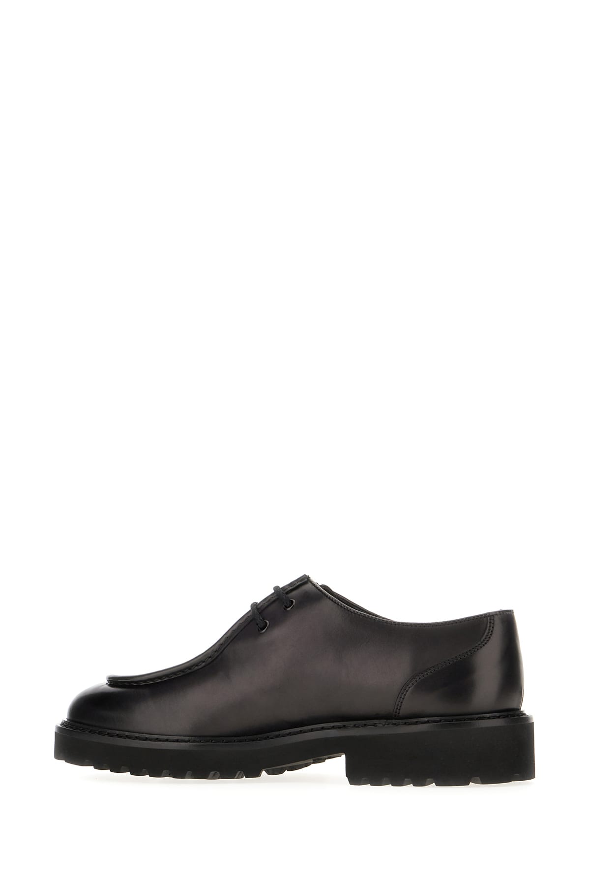 Shop Doucal's Black Leather Lace-up Shoes In Grafite