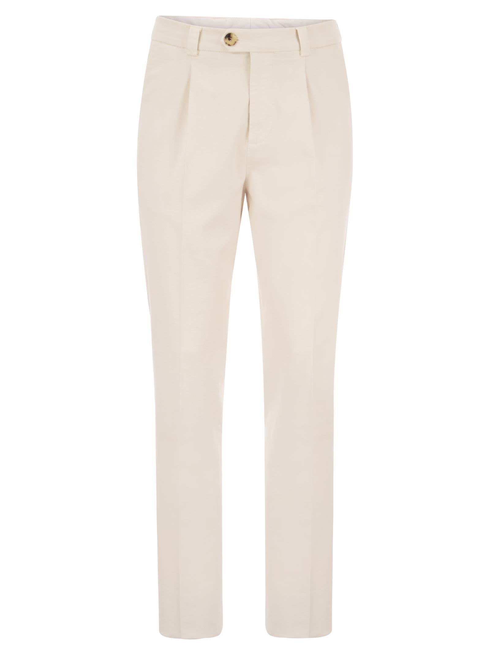 BRUNELLO CUCINELLI COTTON-BLEND TROUSERS WITH DARTS