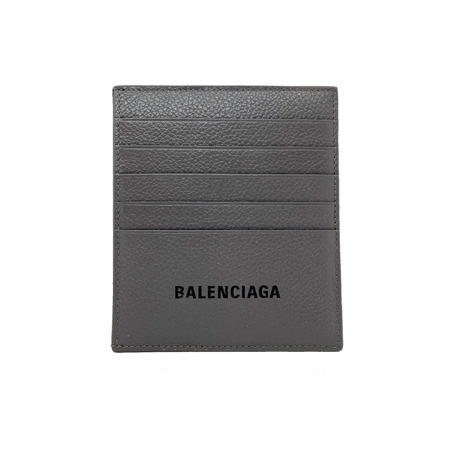 Shop Balenciaga Logo Card Holder In Gray