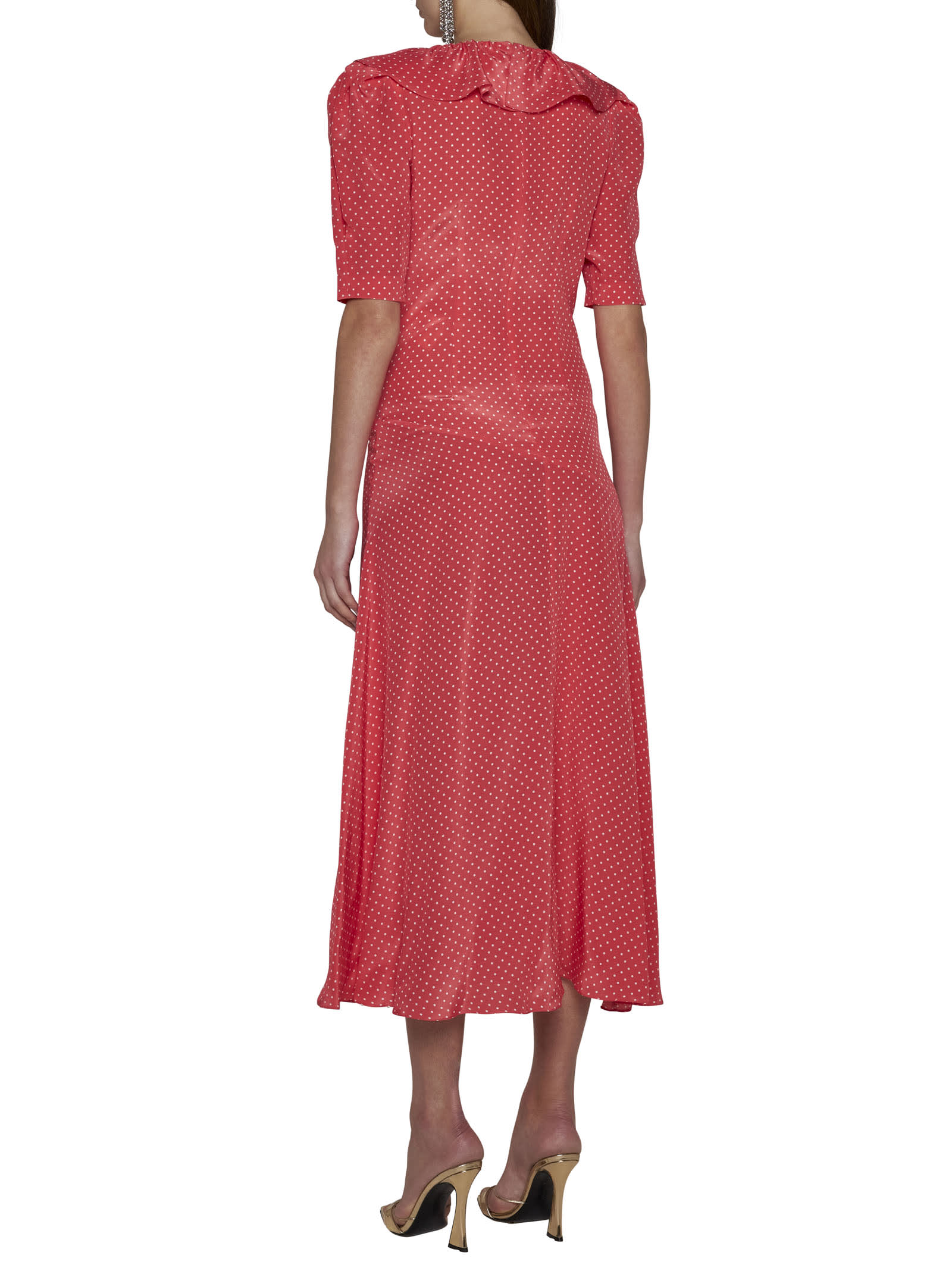 Shop Alessandra Rich Dress In Coral-white