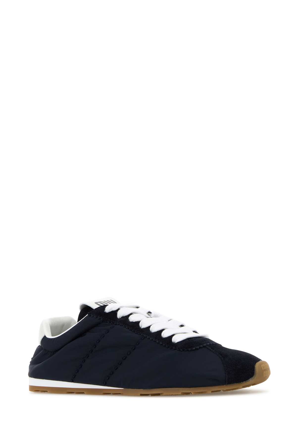 Miu Miu Suede Bicolor Retro Trainer Sneakers In Black