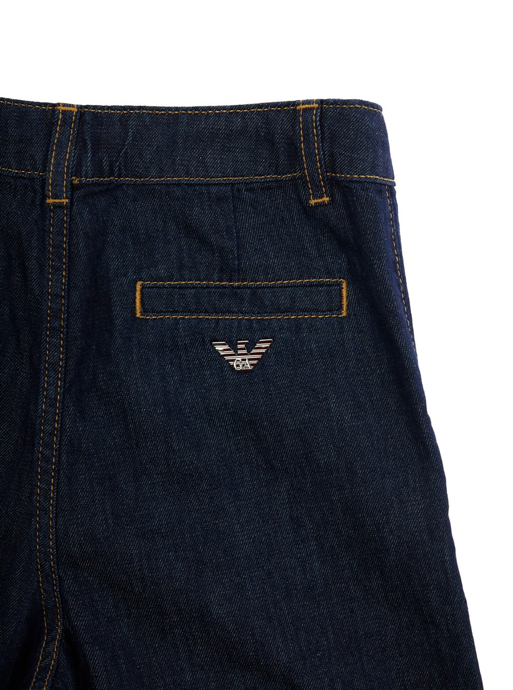 Shop Emporio Armani Blue Jeans With Logo Patch On The Rear And Belt Loops In Denim Girl