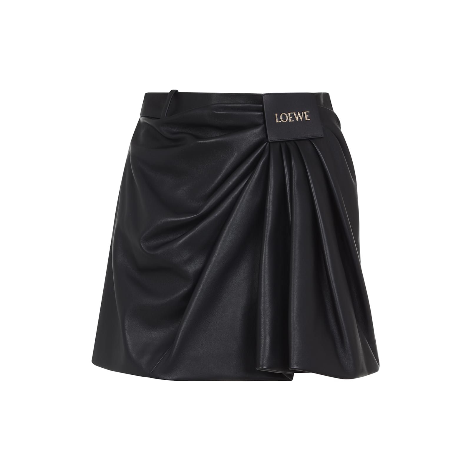 Loewe Draped Lambskin Midi Skirt In Black