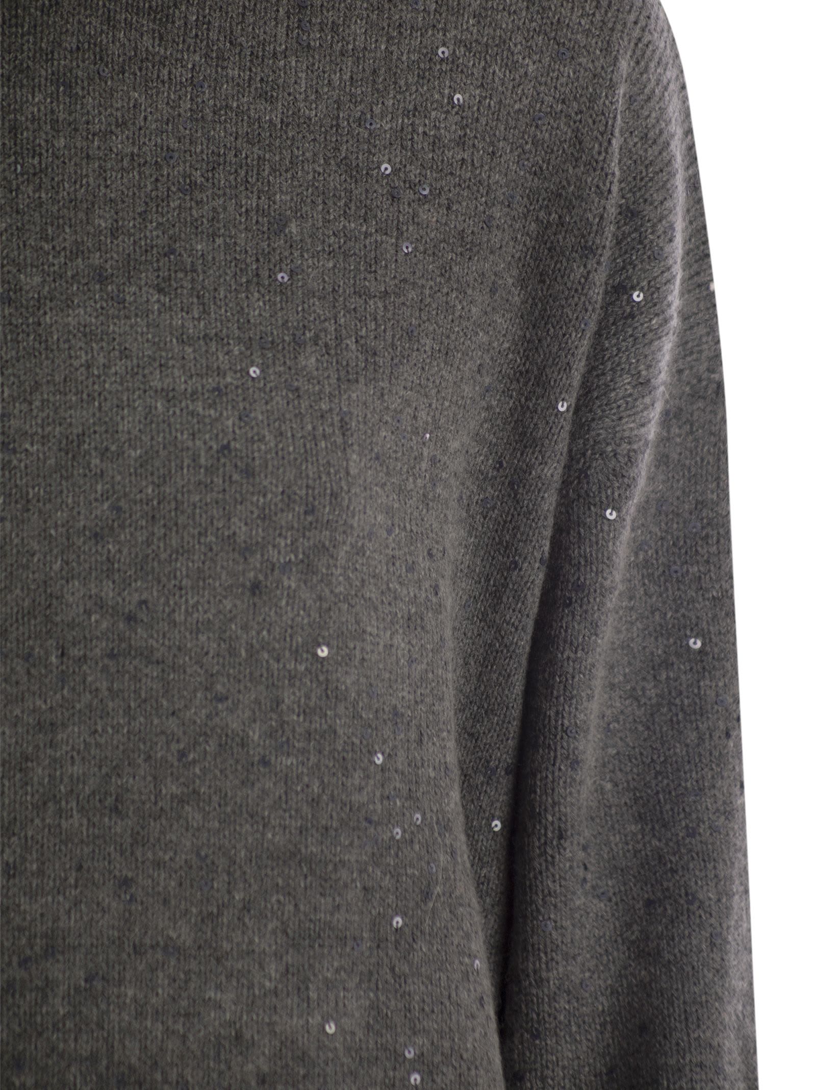Brunello Cucinelli Sequin-embellished Roll-neck Jumper In Plum