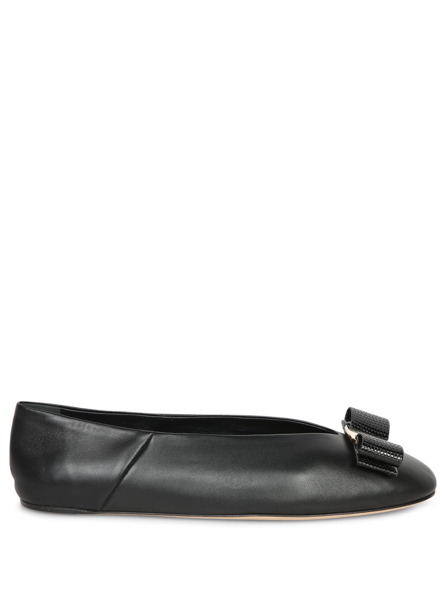 Ferragamo Vanna Nappa Black Ballet Flats