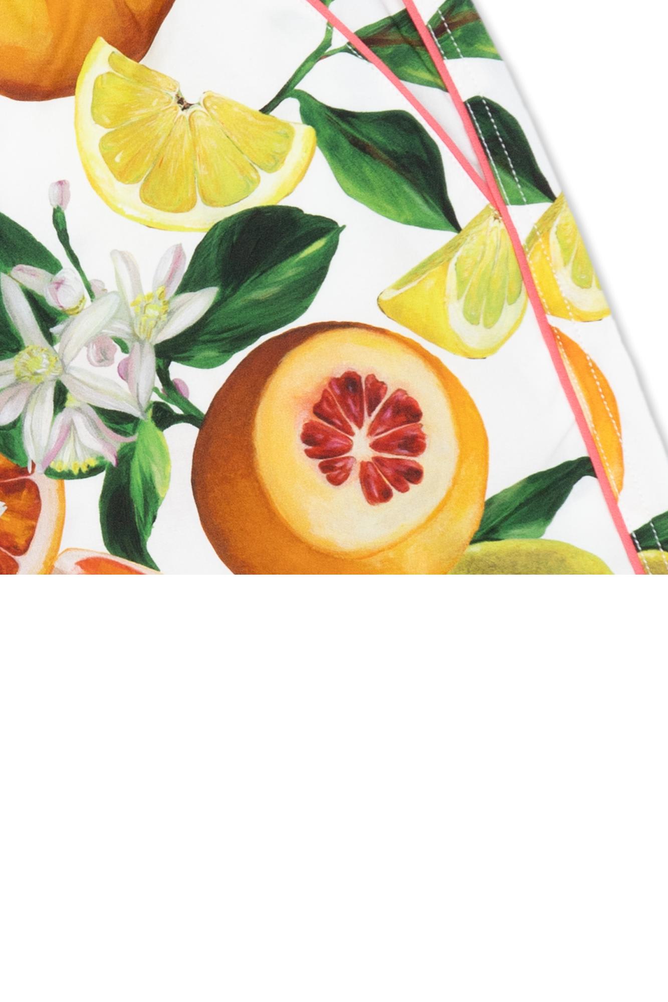 Shop Dolce & Gabbana Kids Shorts With Citrus Motif In An Arance Limoni