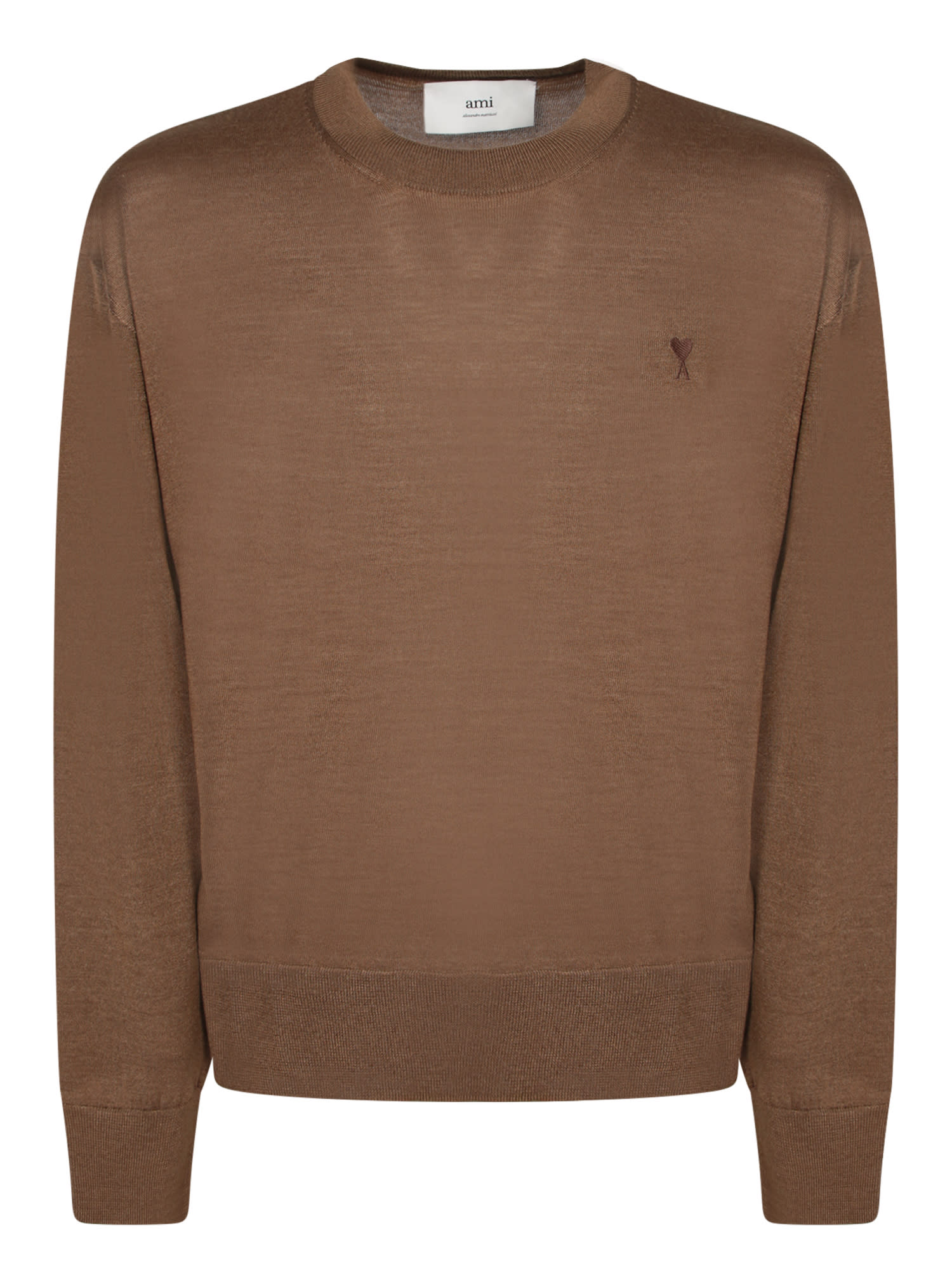 Ami Alexandre Mattiussi Hazelnut Wool And Silk Sweater In Brown