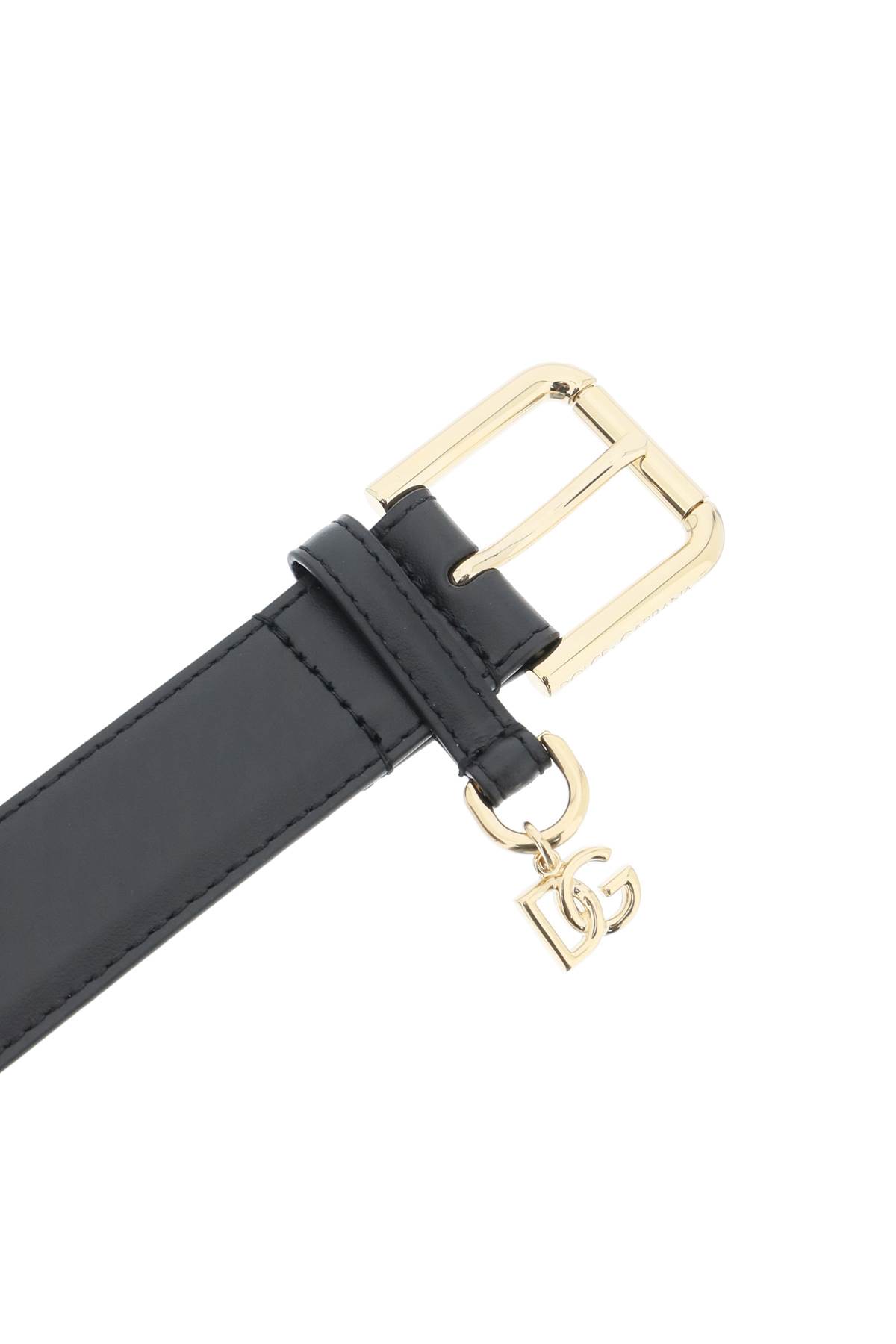 Shop Dolce & Gabbana Belt With Charm Logo In Nero (black)