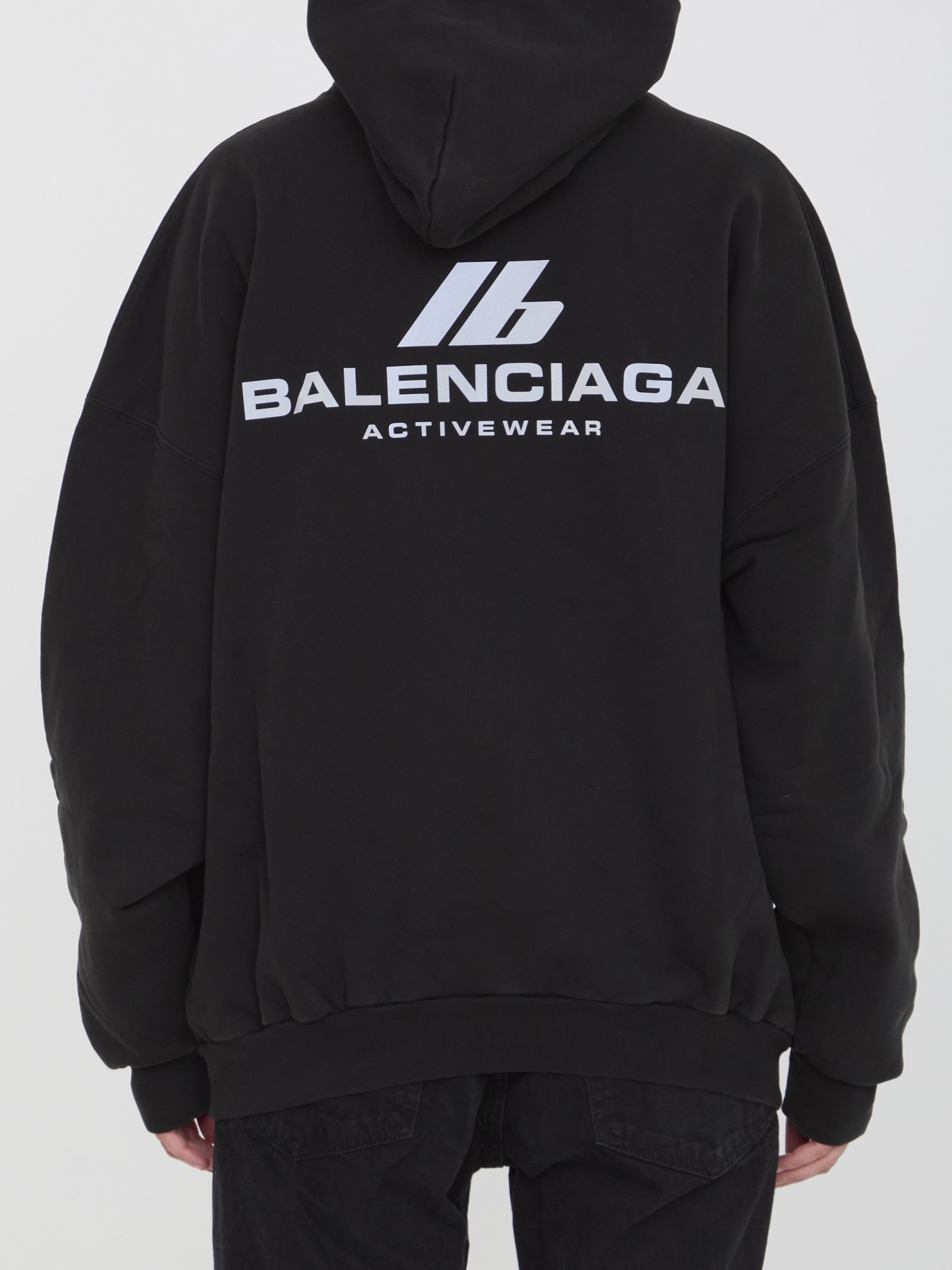 Shop Balenciaga Activewear Hoodie In Black