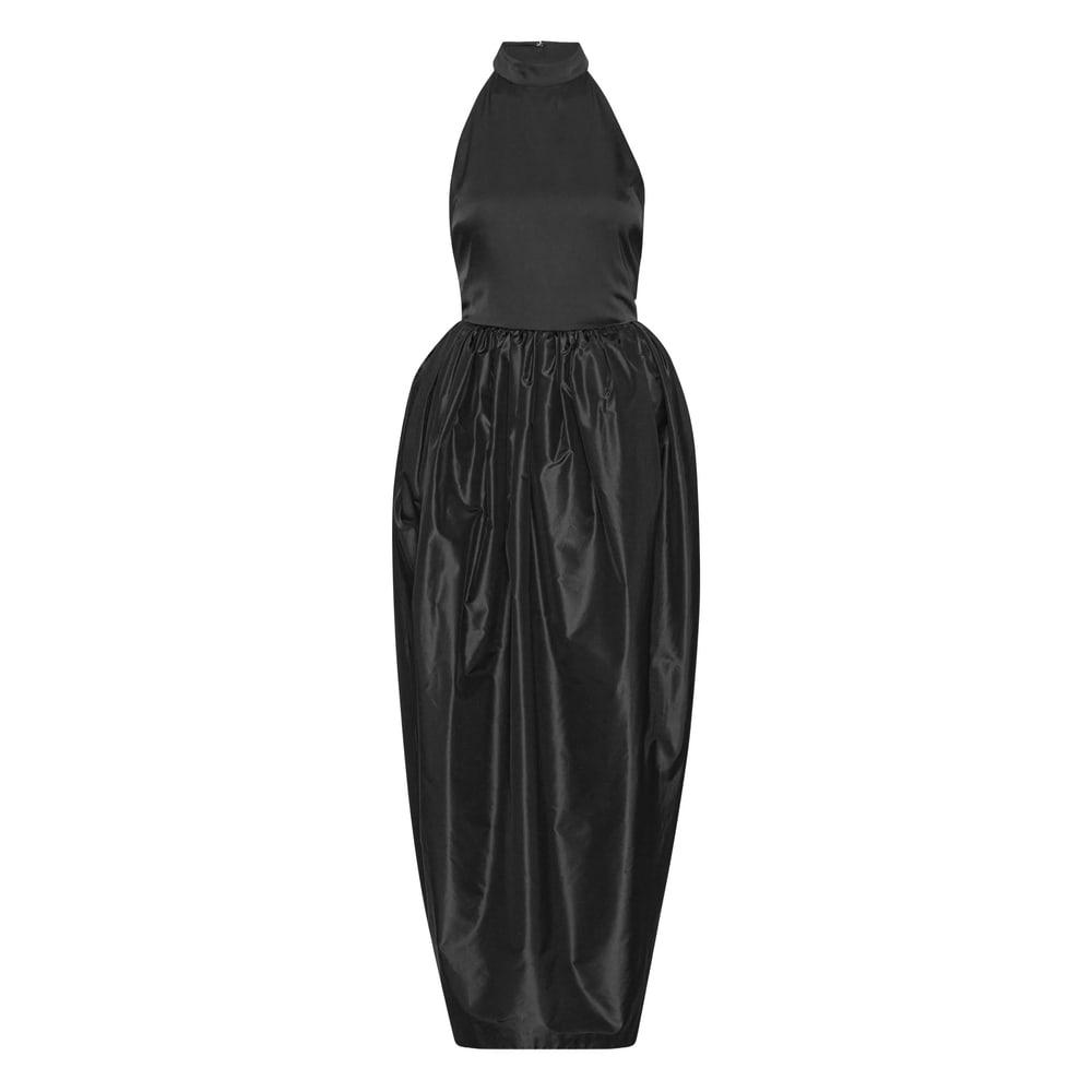 Rotate Birger Christensen Satin Taffeta Maxi Dress In Black