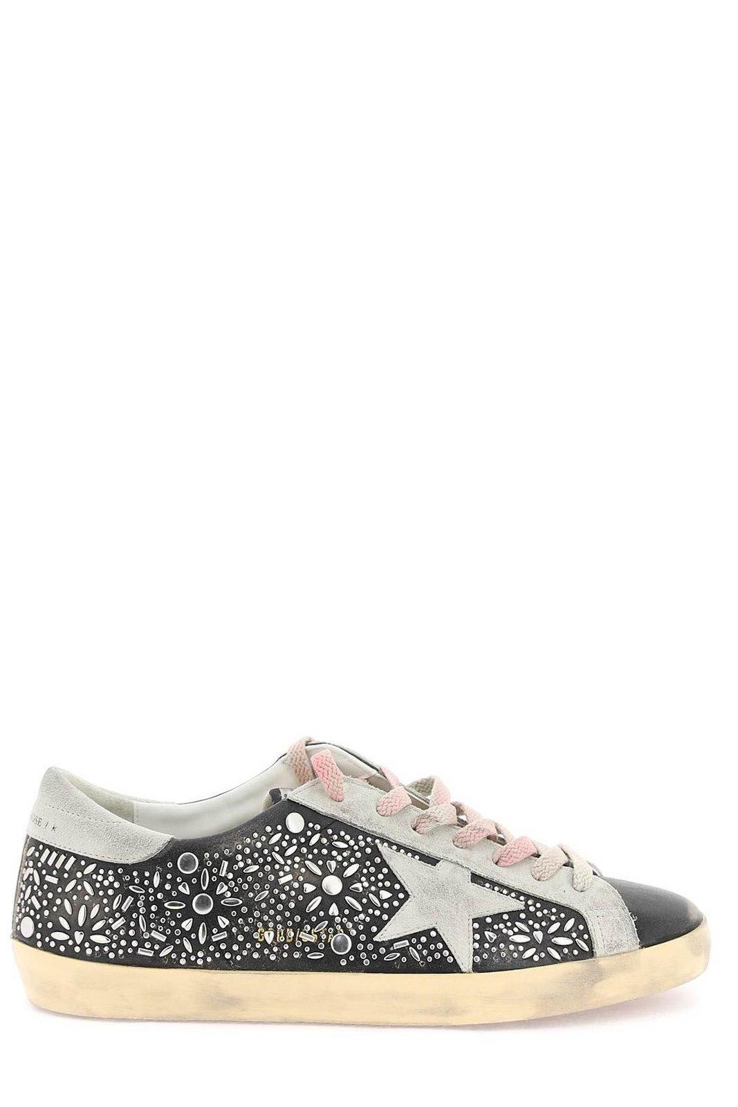 Shop Golden Goose Super Star Low-top Sneakers In Black Ice (black)