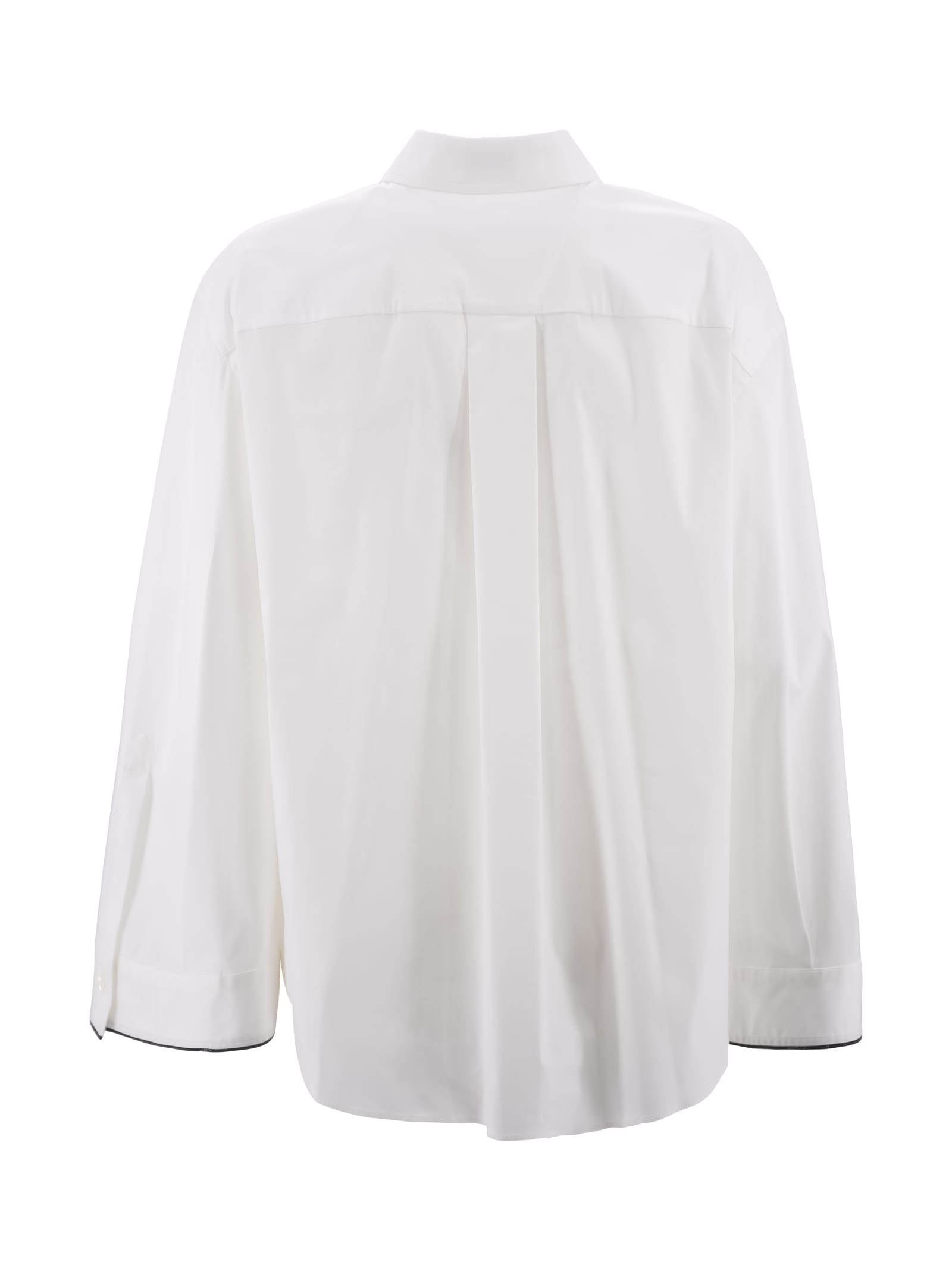 Shop Brunello Cucinelli Contrast-border Poplin Shirt In White