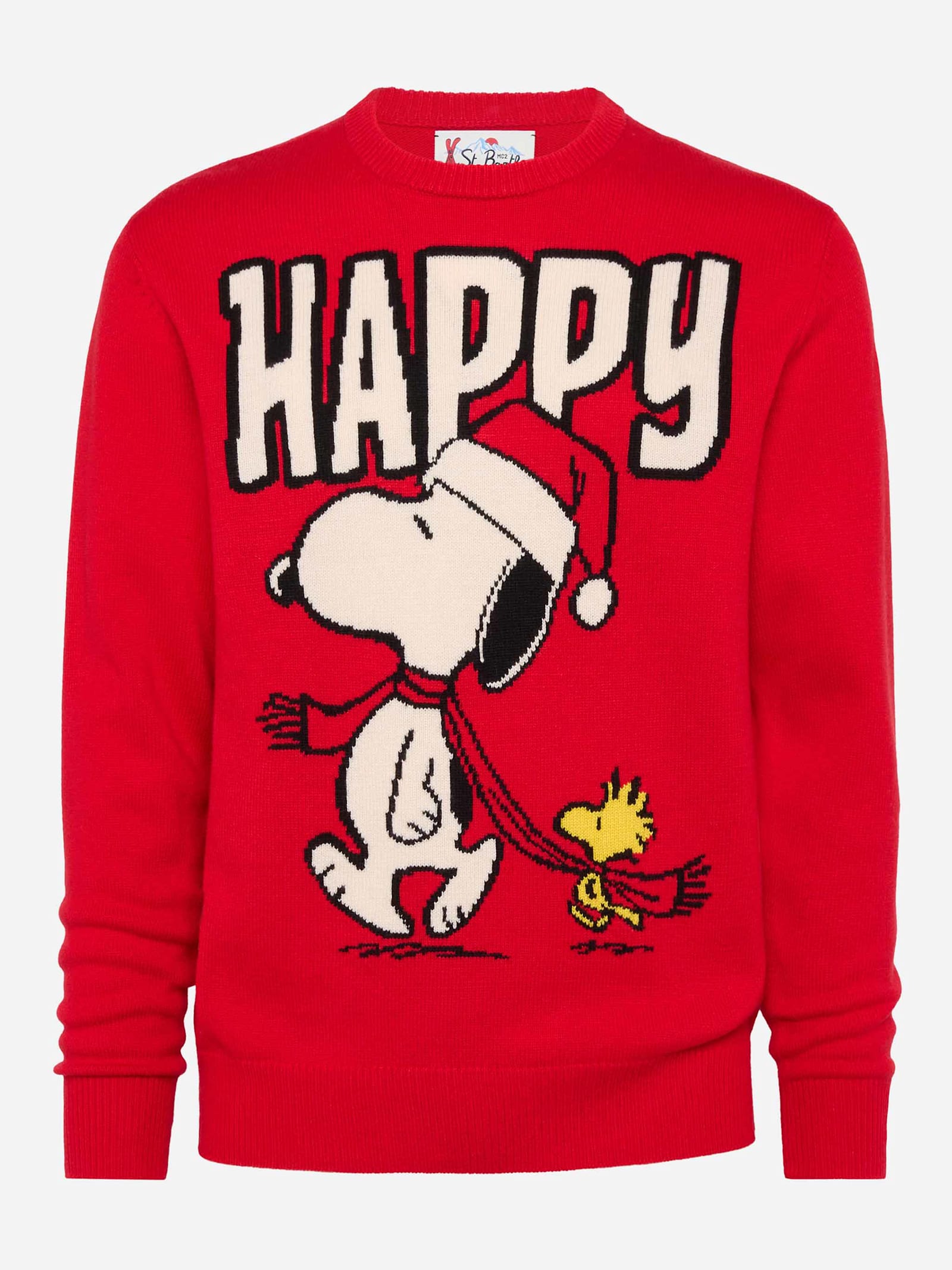 Mc2 Saint Barth Sweater Heron With Snoopy Jacquard Snoopy Peanuts® Special Edition In Red