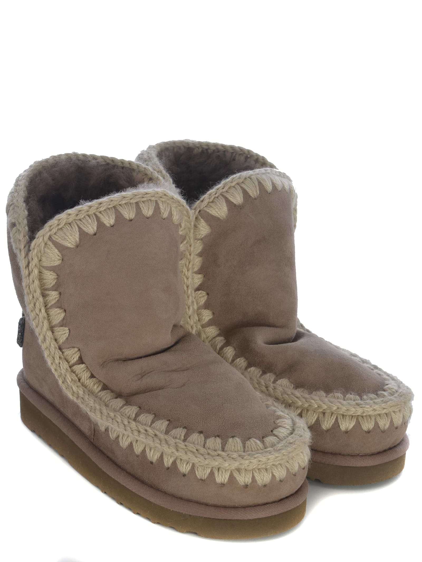 Shop Mou Boots  Eskimo18 Glitter Made Of Suede In Beige