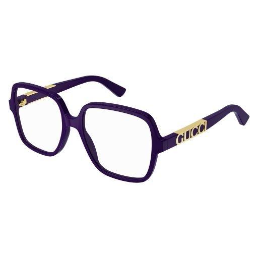 Shop Gucci Square Frame Glasses In 003 Violet Violet Transpa