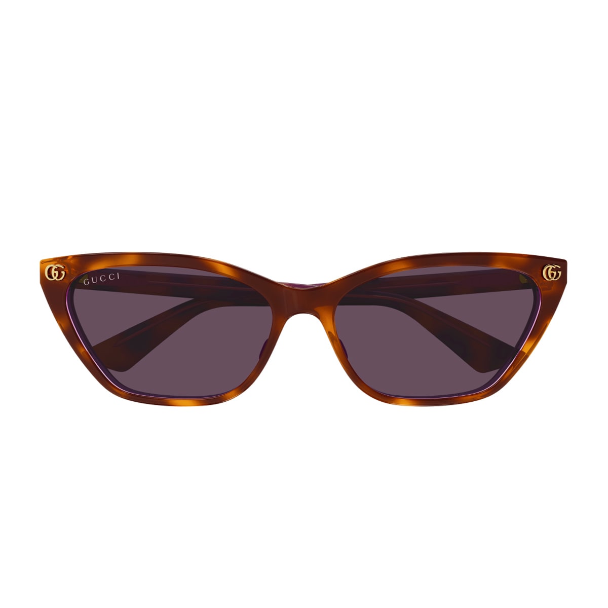 Gucci Gg1815s Linea Emblem 004 Havana Violet Sunglasses In Brown