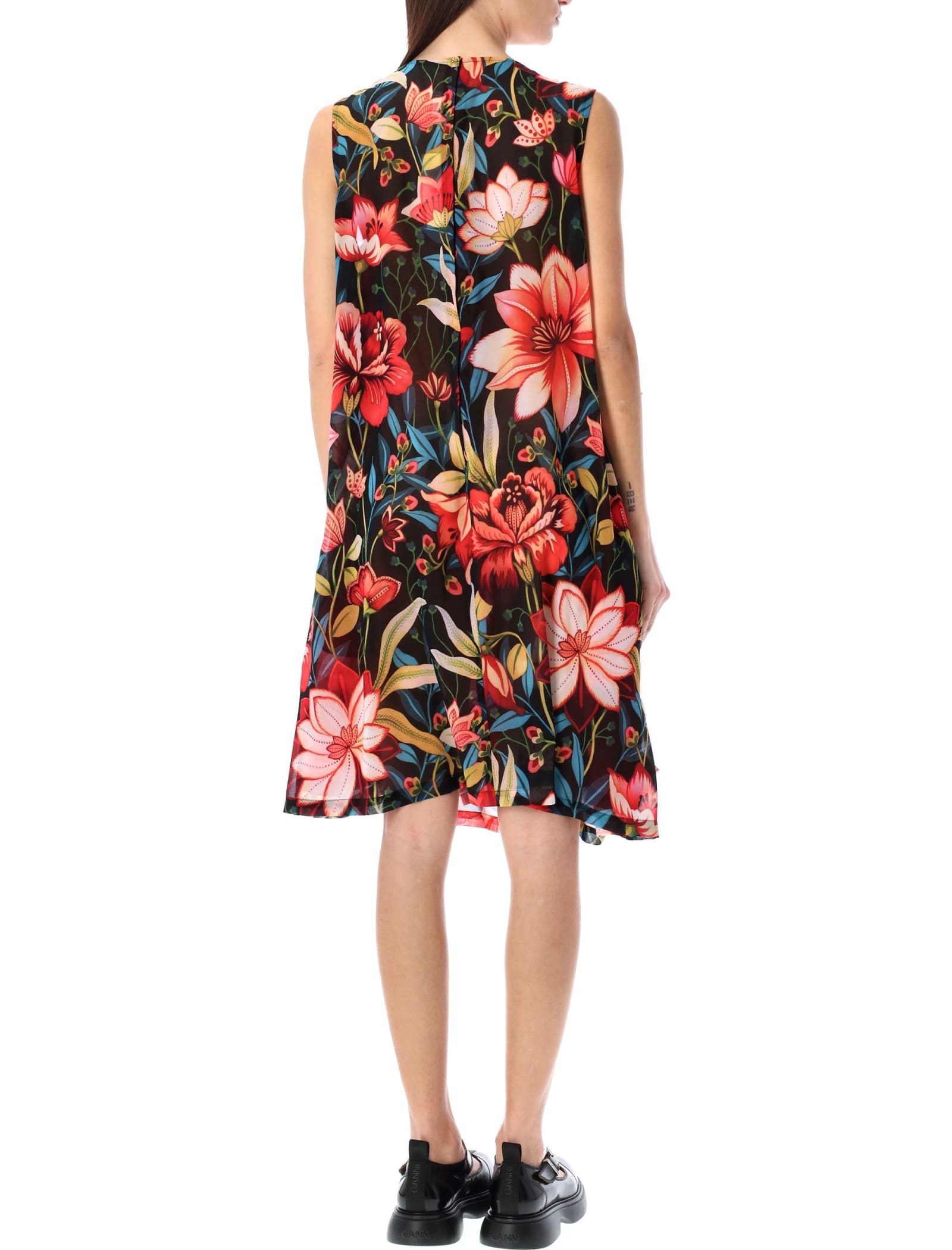 Shop Comme Des Garçons Floral Dress In Multicolor