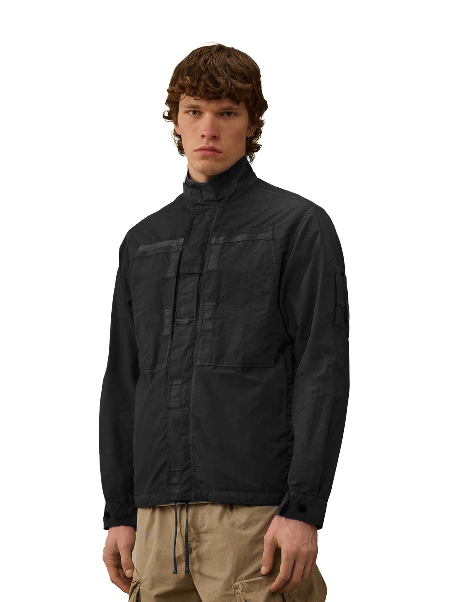 C.p. Company C.p.company Men Flatt Nylon Jacket With Logo Iconic Detail