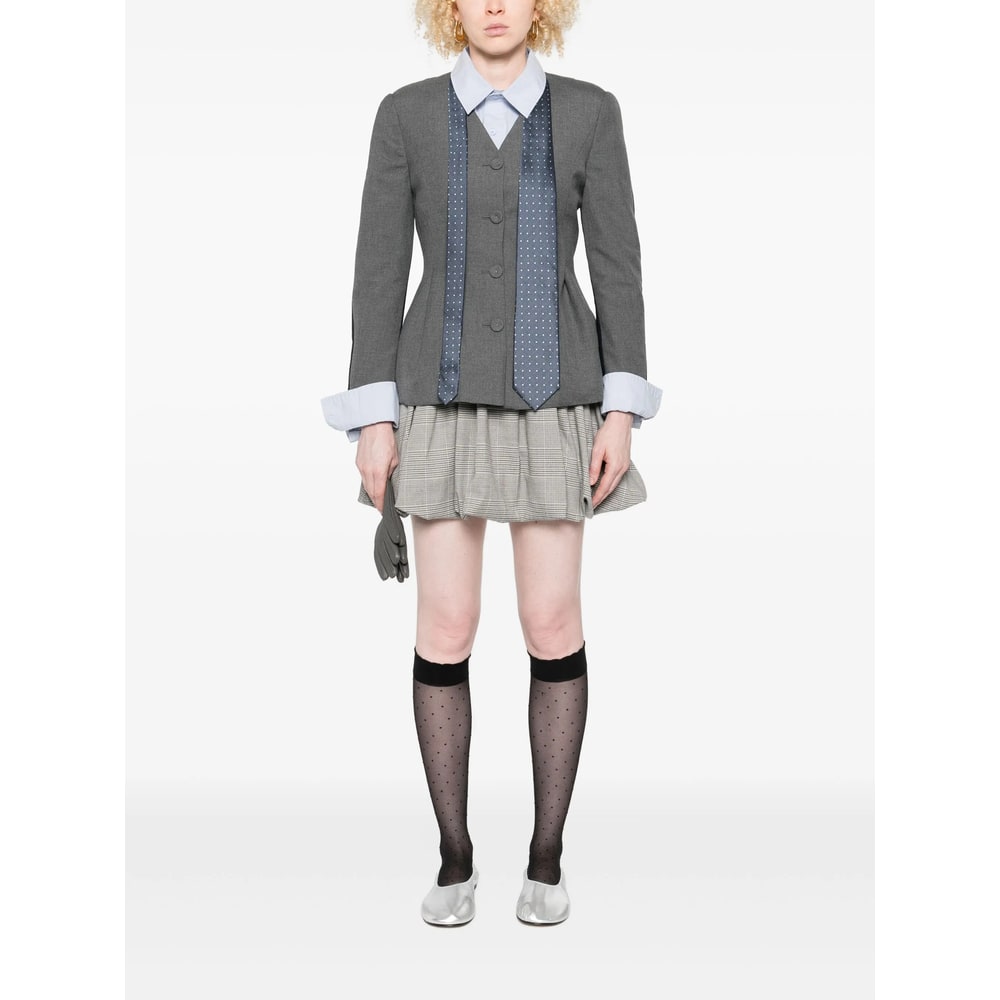 Vivetta Button-front Panelled Jacket In Gray