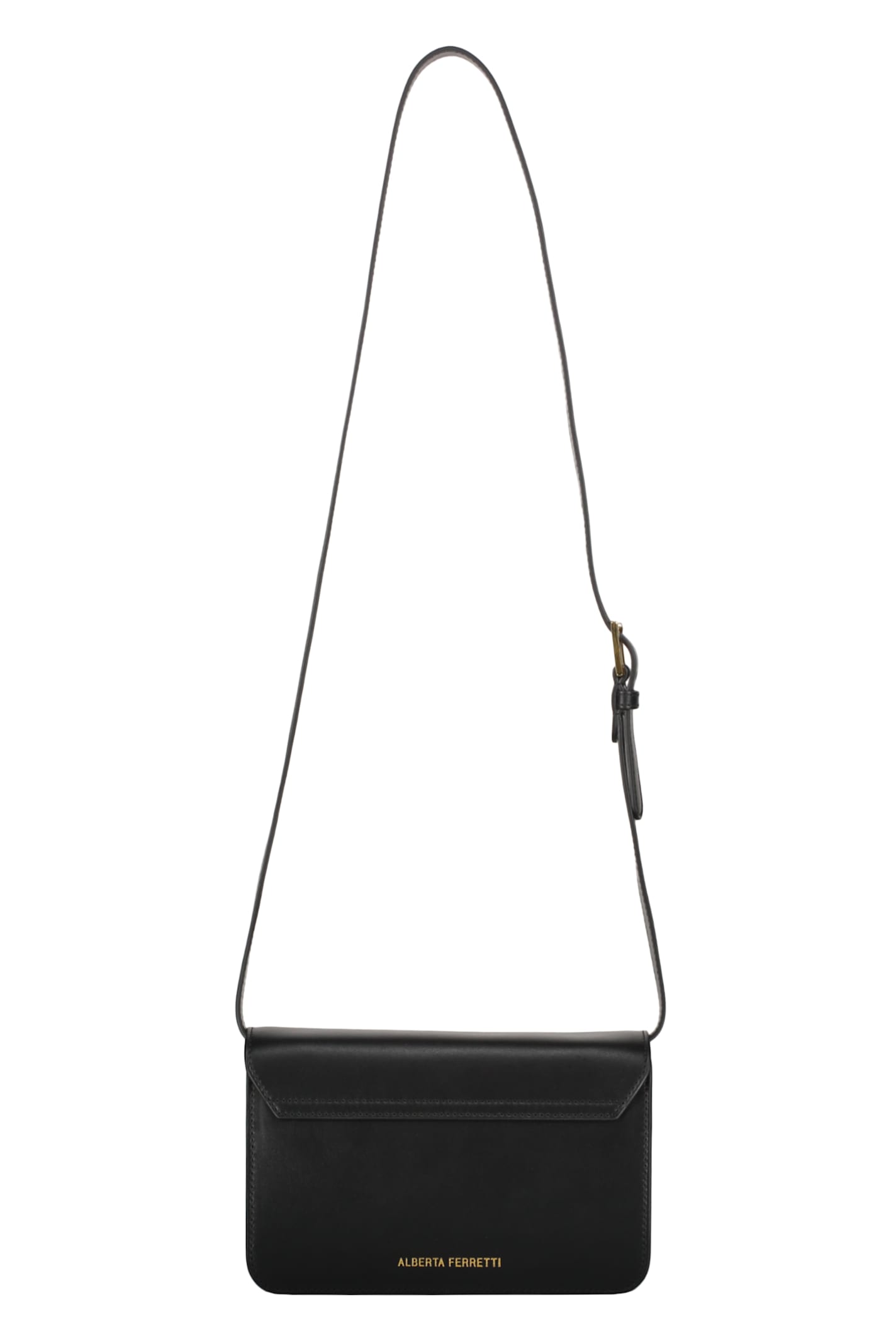 Alberta Ferretti Slogan Printed Cross Body Bag In Black