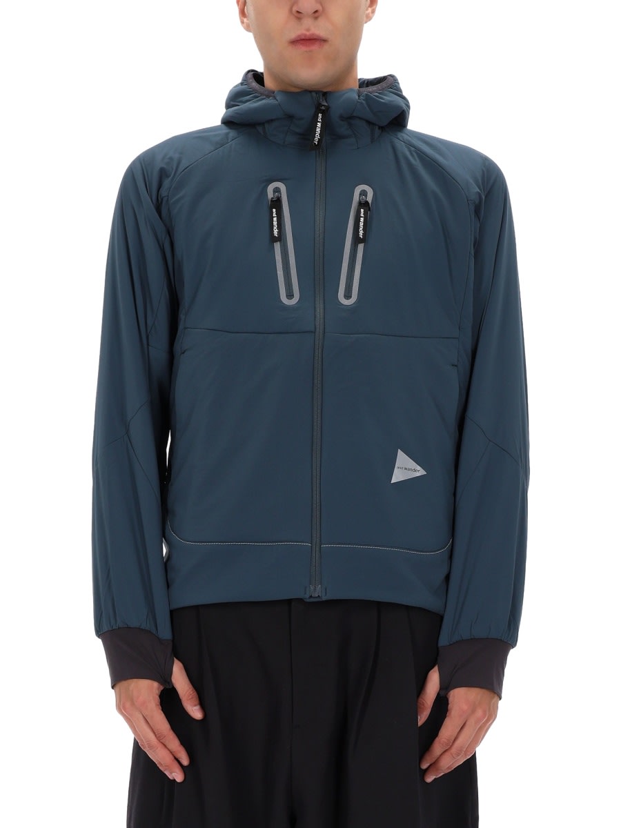 And Wander Blue Nylon Sports Jacket In Blue
