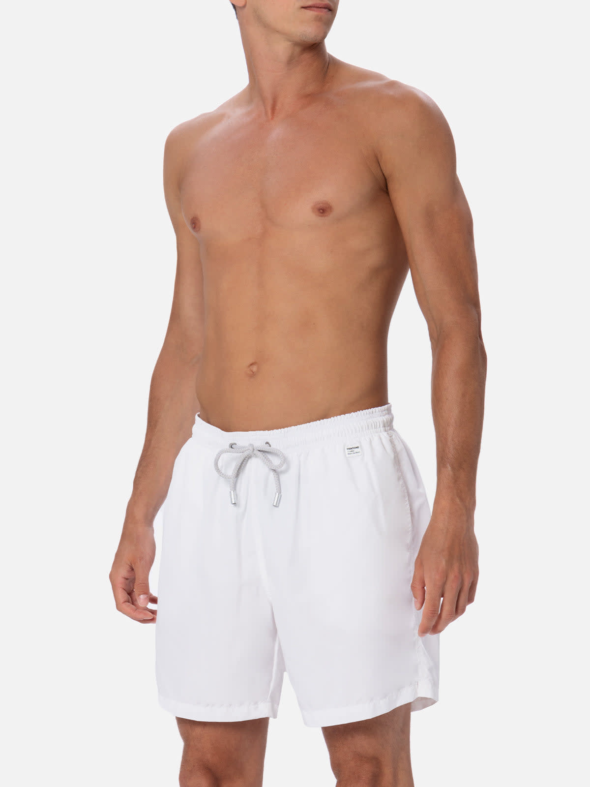 Mc2 Saint Barth Man Lightweight Fabric White Swim-shorts Lighting Pantone Pantone Special Edition In White