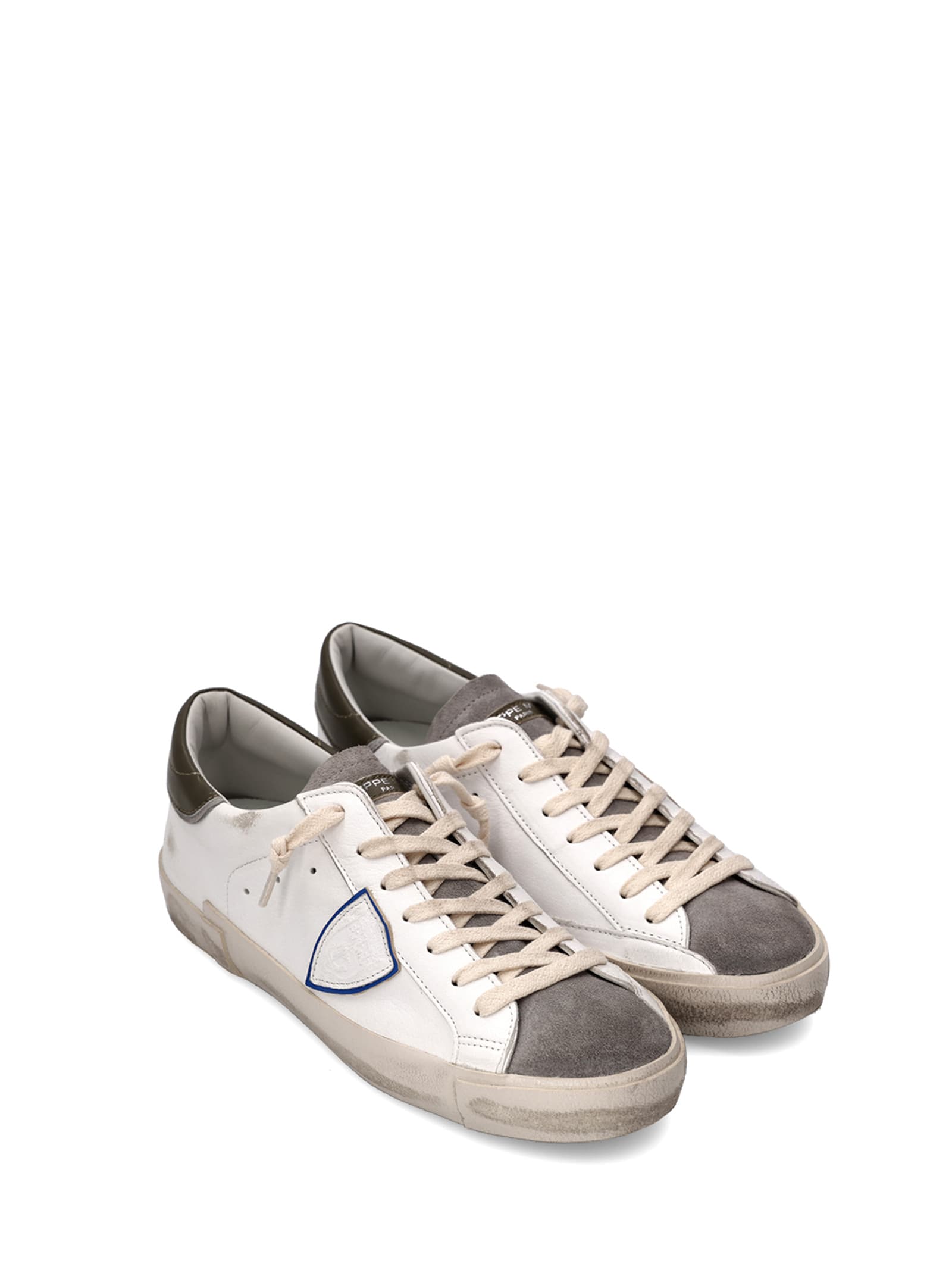 Shop Philippe Model Mens Sneaker Prsx Low White Anthracite In Vintage Mixage Blanc Anthracit