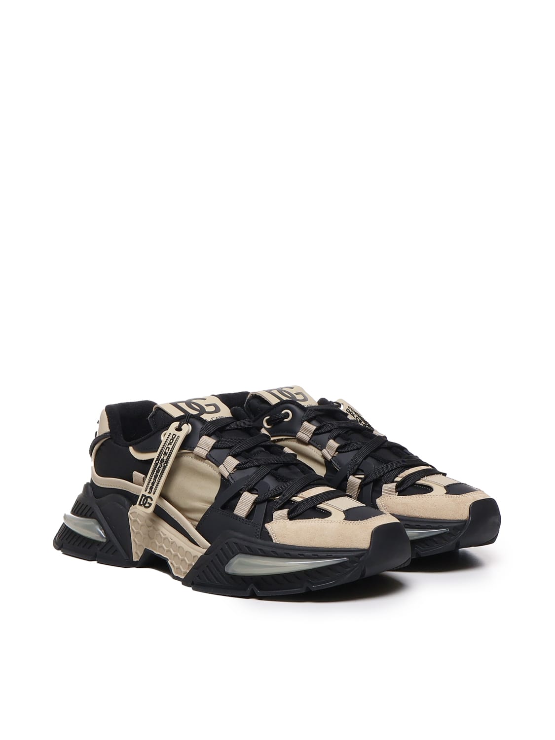 Shop Dolce & Gabbana Airmaster Sneaker In Nylon And Suede In Beige, Black