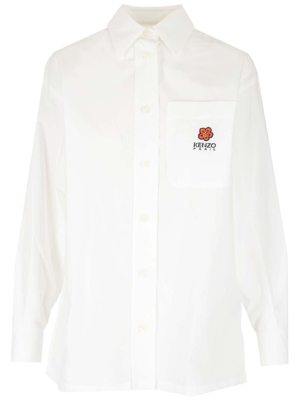 Shop Kenzo Boke Flower Button-up Shirt In White