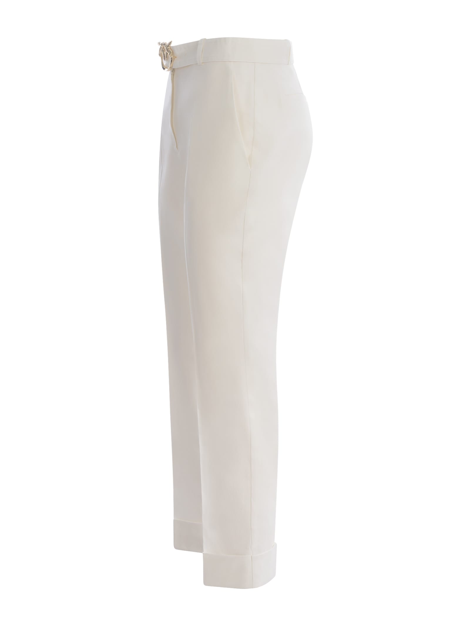 Shop Pinko Trousers  Plaza In Stretch Linen In Bianco