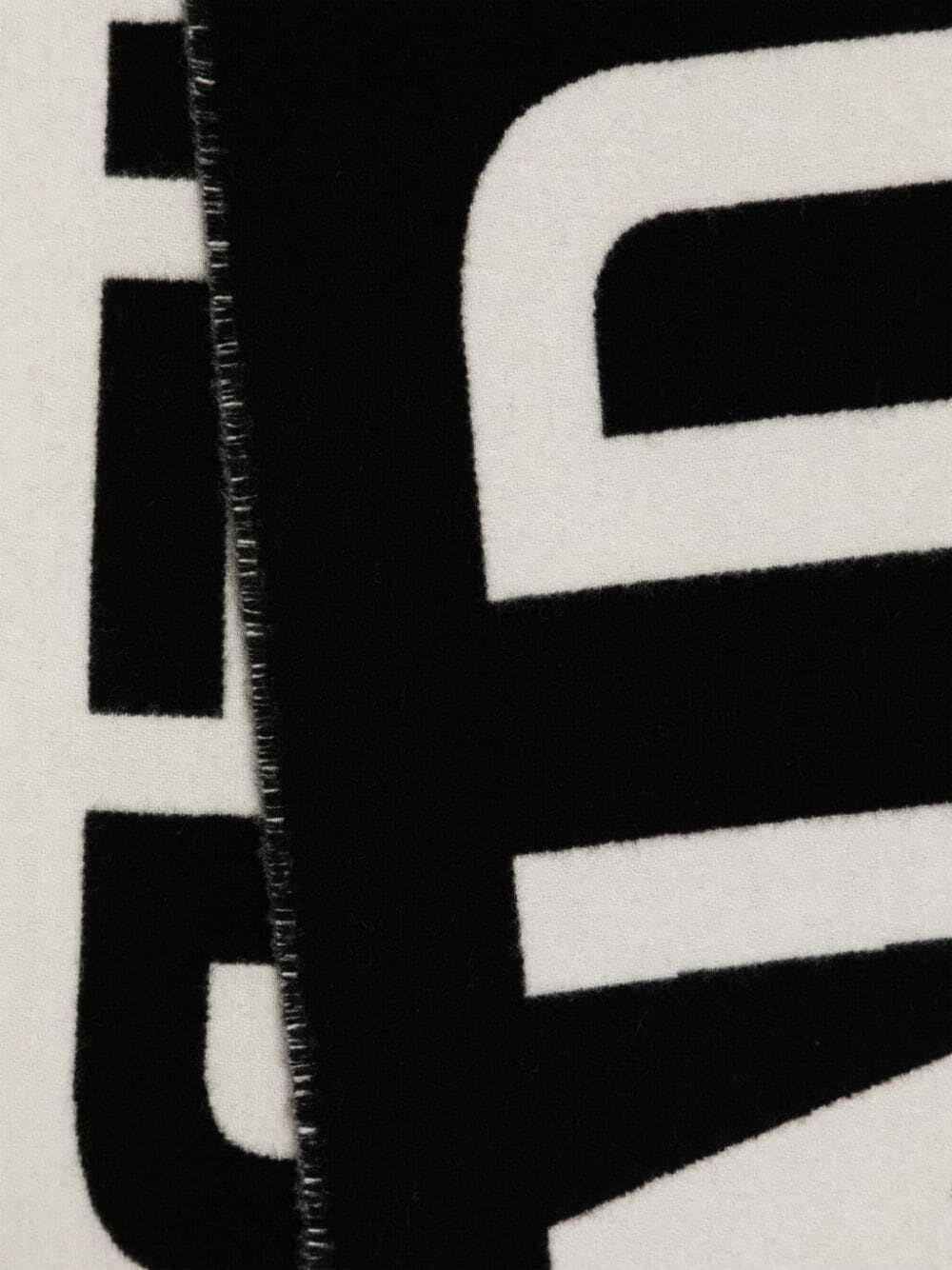 Shop Jean Paul Gaultier Wool Scarf With Logo In Black White