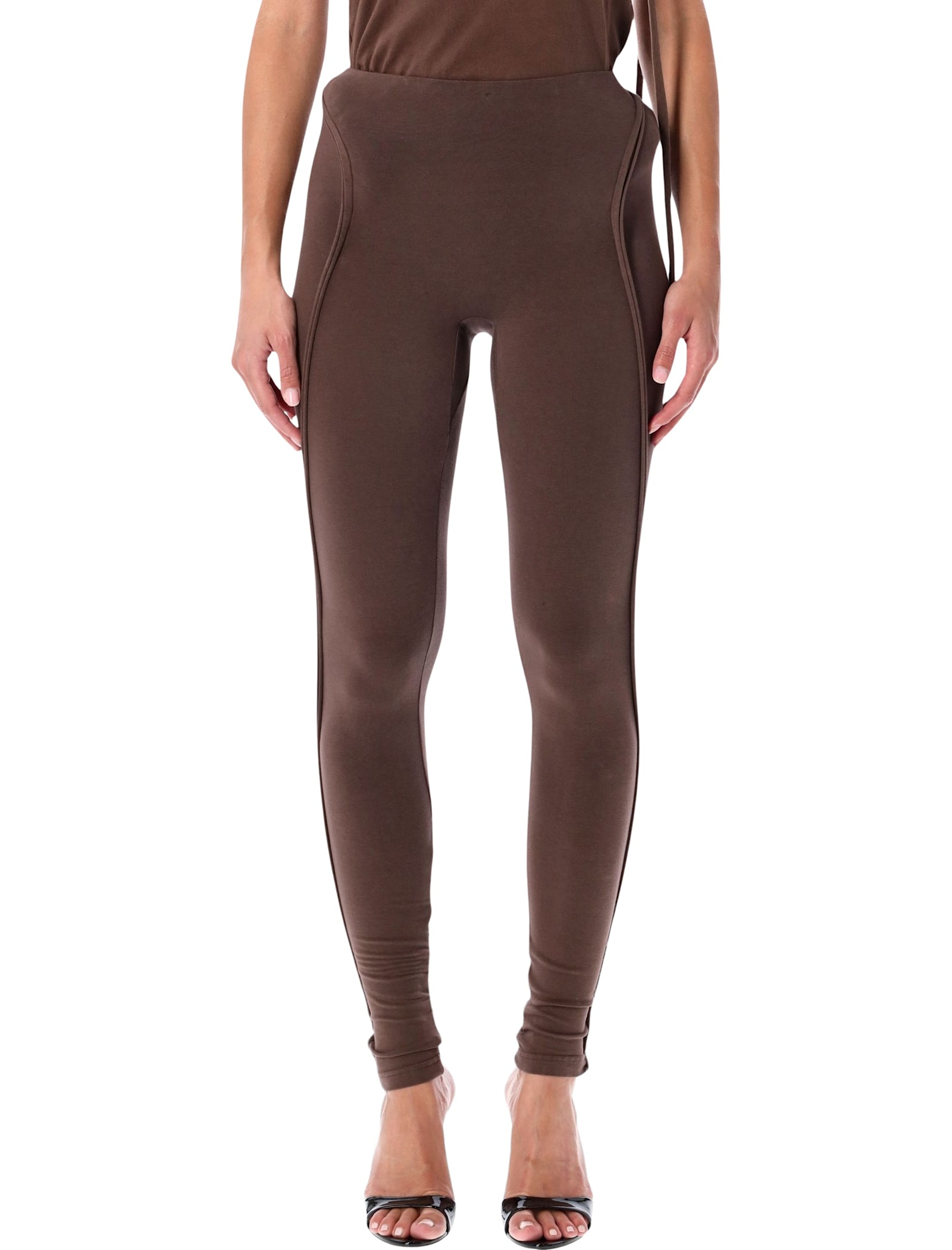 Ottolinger High-waisted Sculptural Seam Leggings In Brown