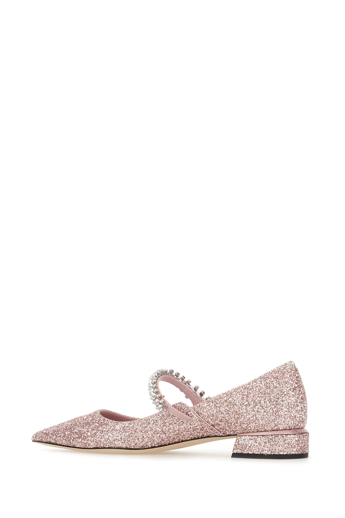 Shop Jimmy Choo Embellished Leather Bing Pump Ballerinas In Rose