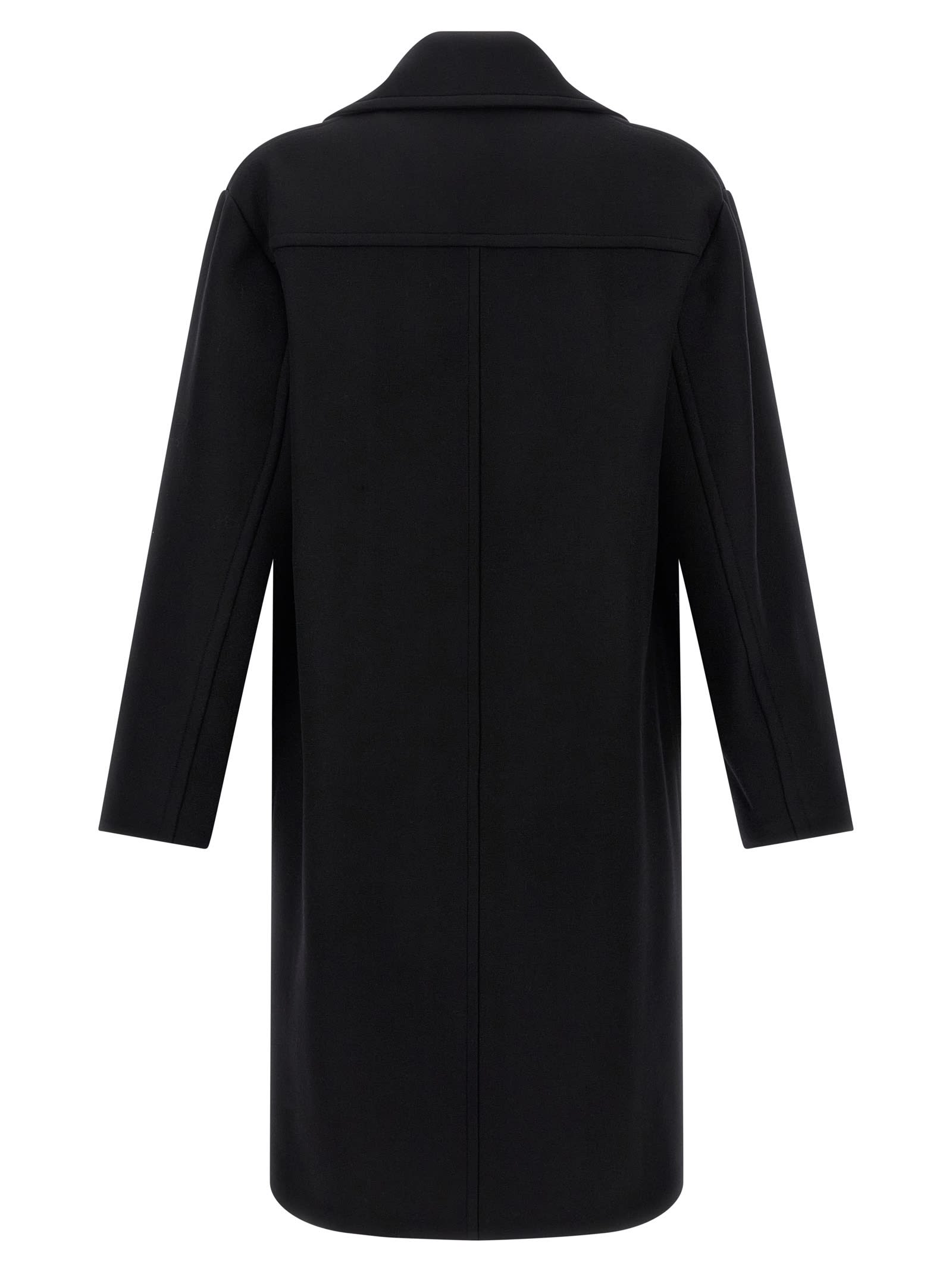 Dries Van Noten Racos 2216 M.w. Wool Double Breasted Coat In Black