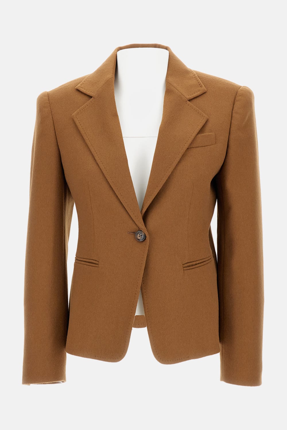 Max Mara Camel One-breasted Blazer In Brown