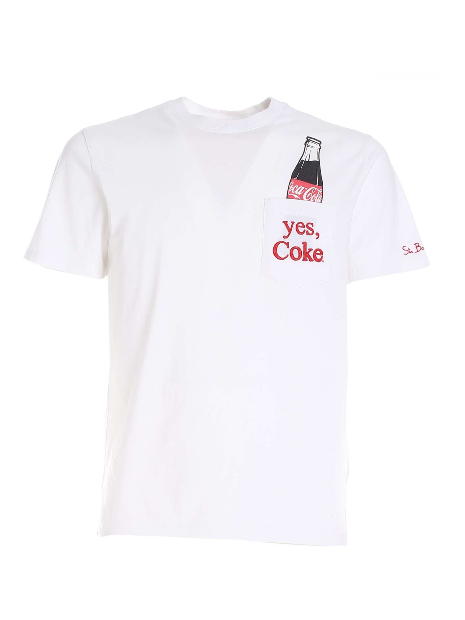 Mc2 Saint Barth Cola Bottle Printed T-shirt With Embroidered Pocket In White