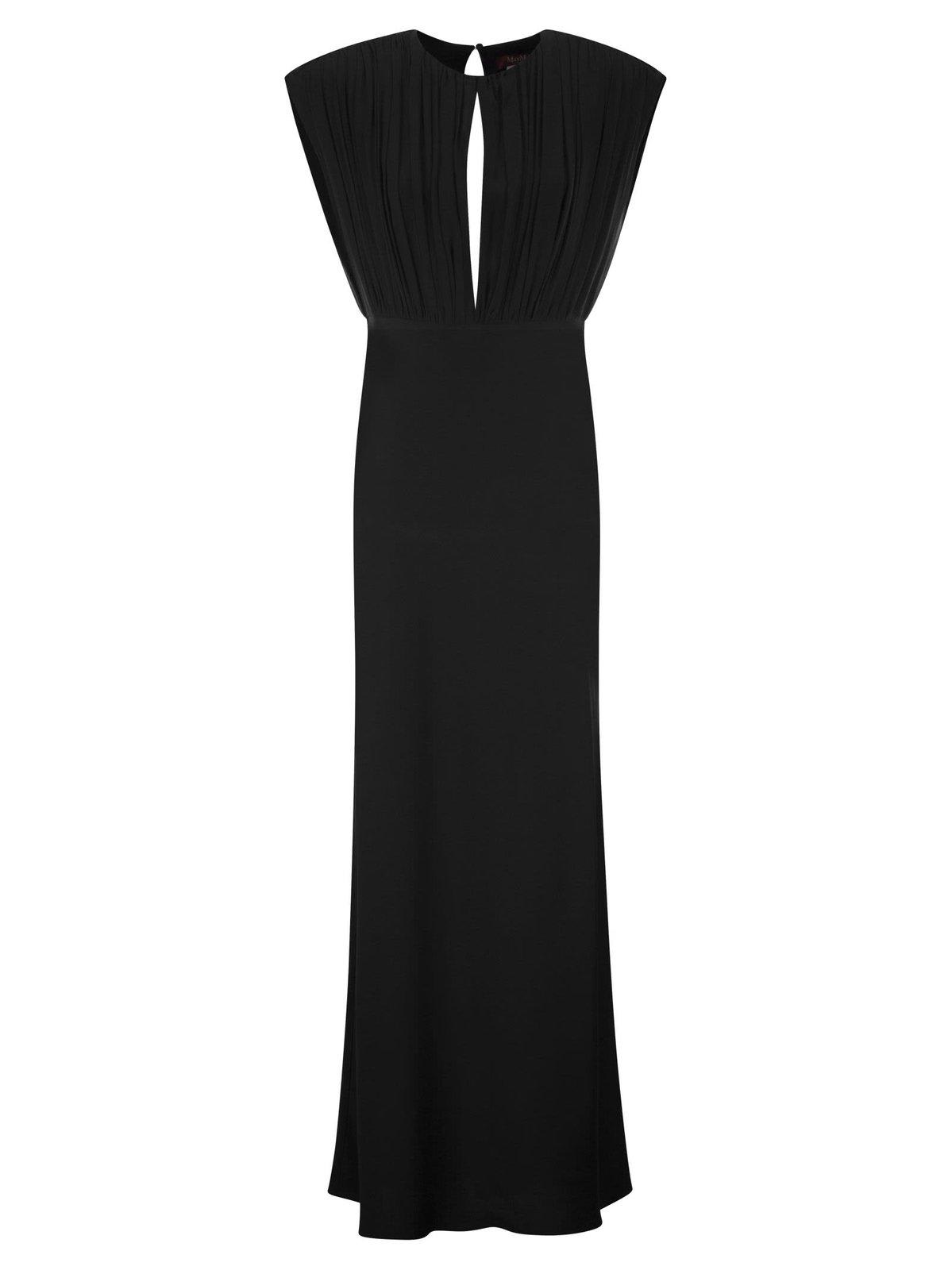 Shop Max Mara Randers Pleated Maxi Dress In Black