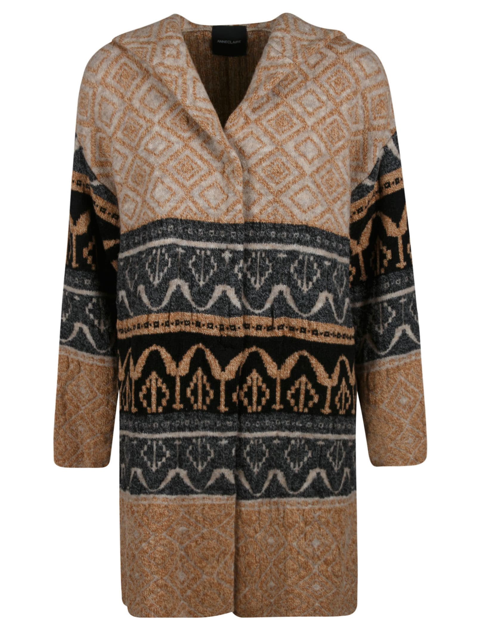 Anneclaire Patterned Hooded Coat