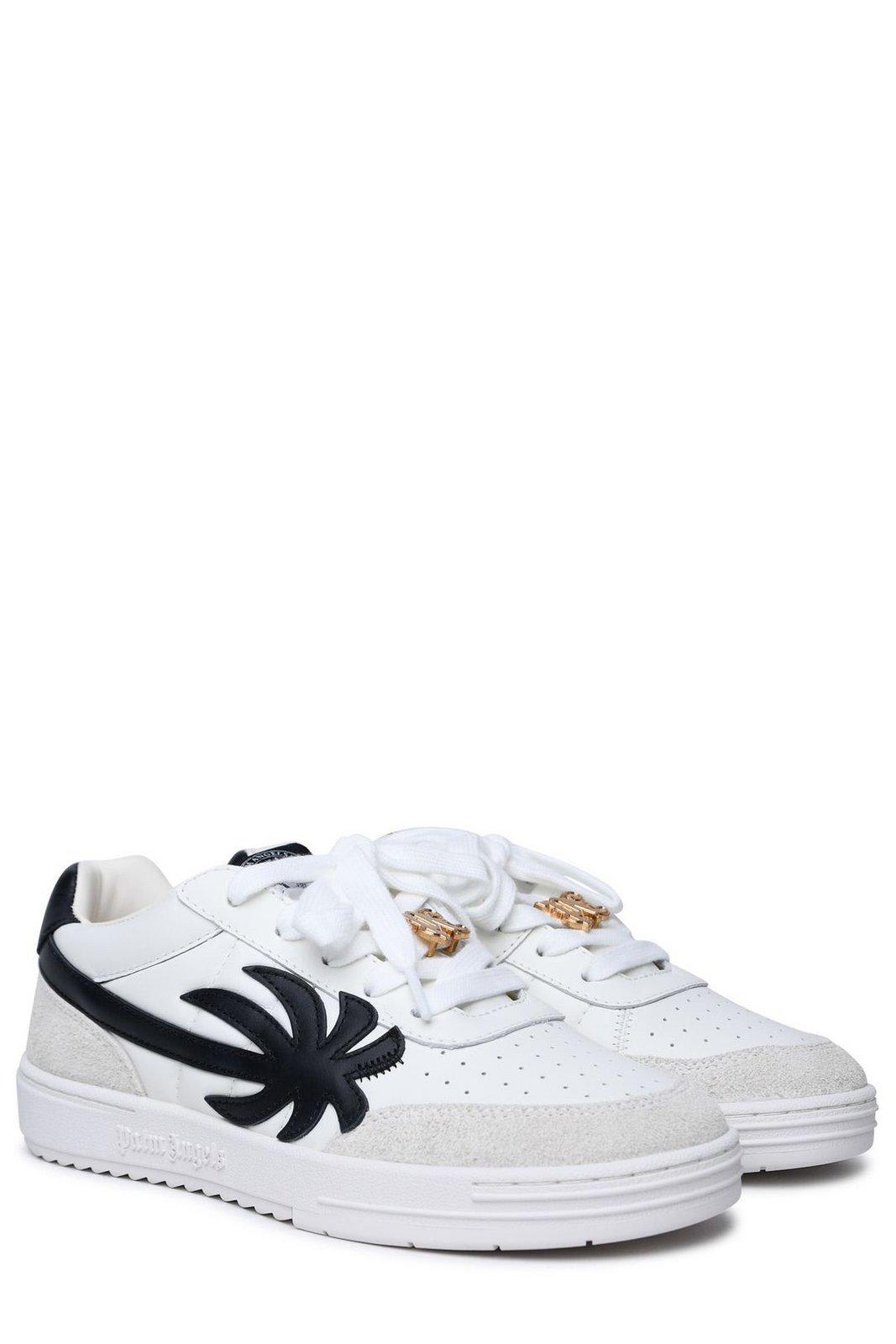 Shop Palm Angels Palm Beach University Low-top Sneakers In Bianco