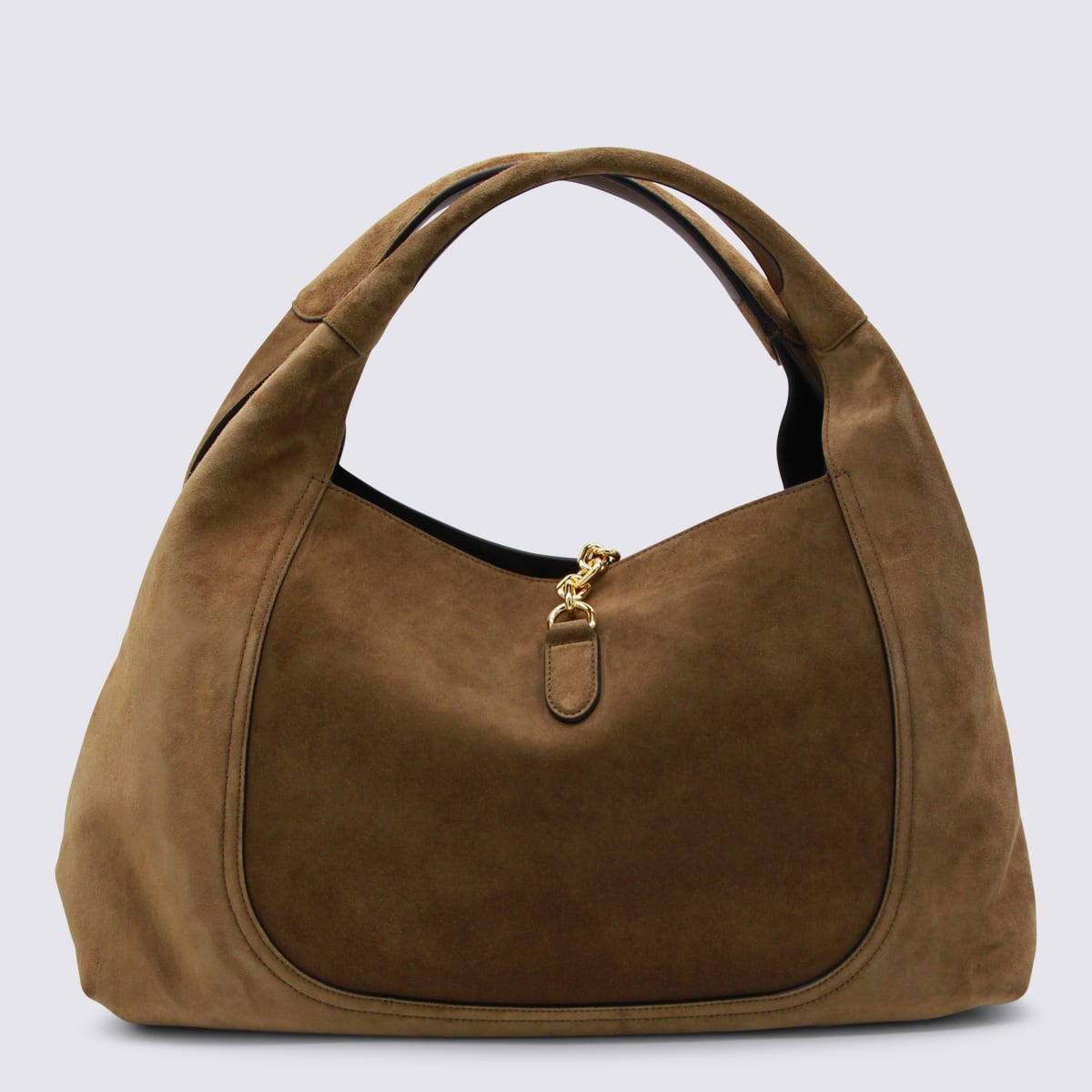 Gucci Women Brown Shoulder Bag With Horsebit Closure In Suede Woman In Brown